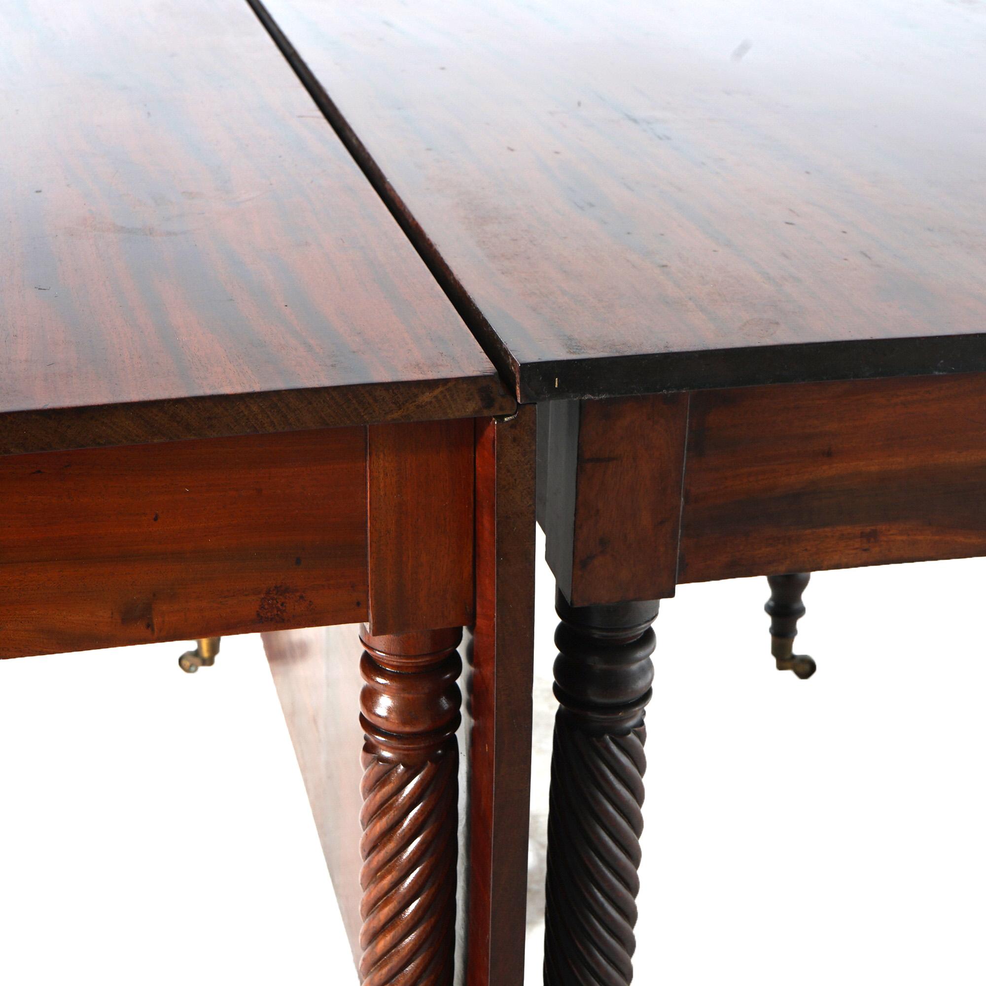 Antique Sheraton Mahogany Two-Piece Dining Table Circa 1840 4