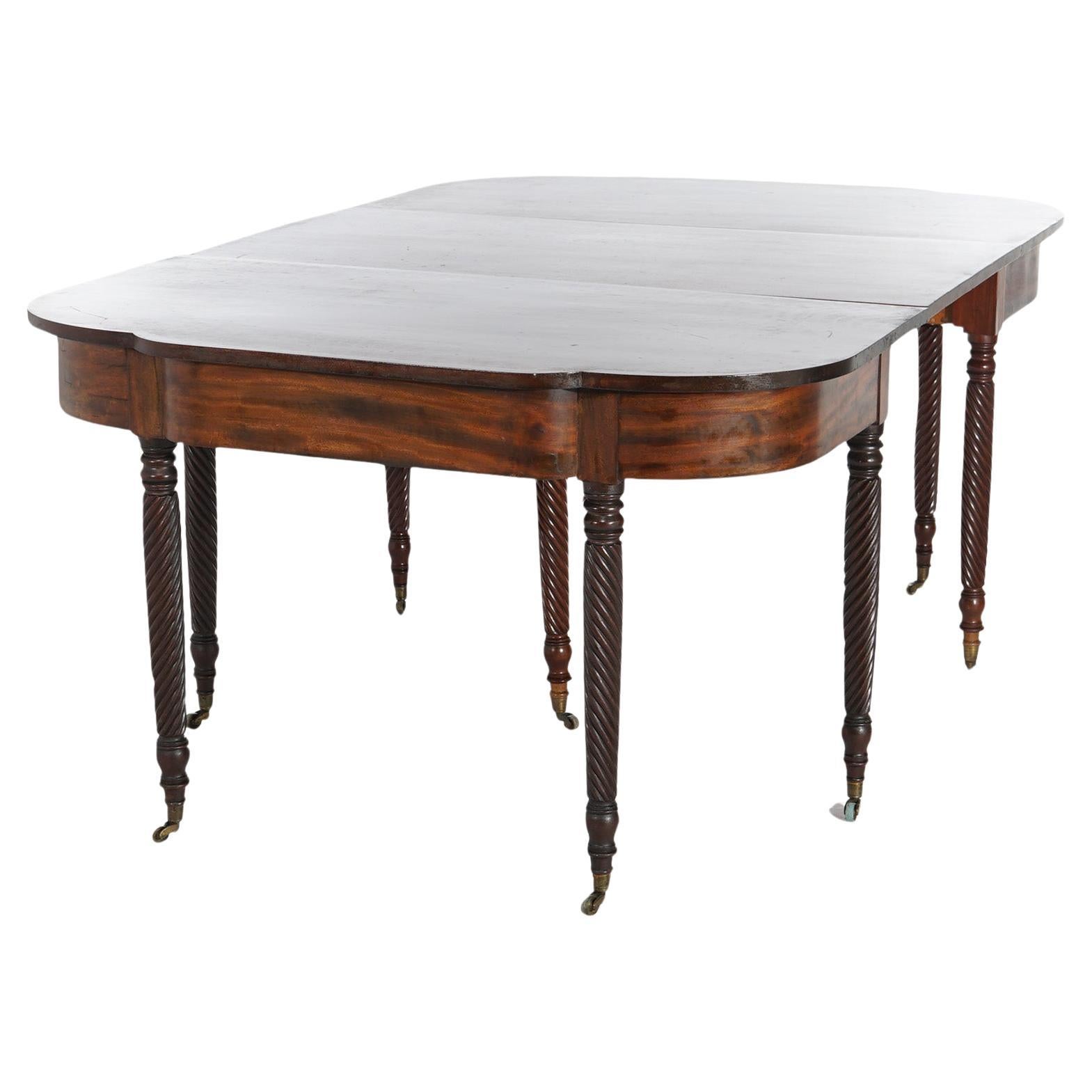 Antique Sheraton Mahogany Two-Piece Dining Table Circa 1840