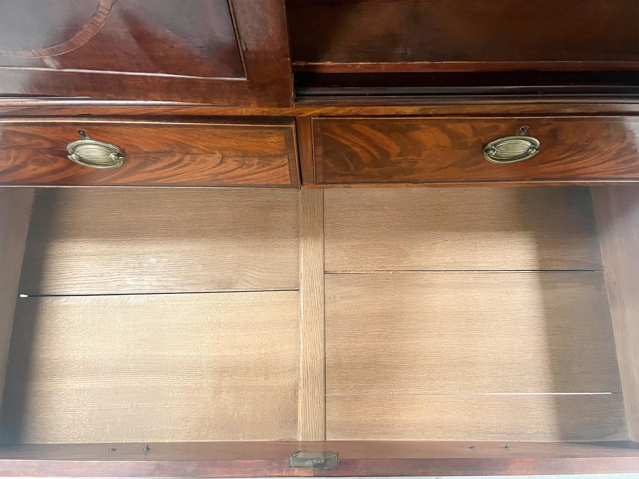 Sheraton Linen Antique Sheraton Period Mahogany Linen Press For Sale at 1stDibs