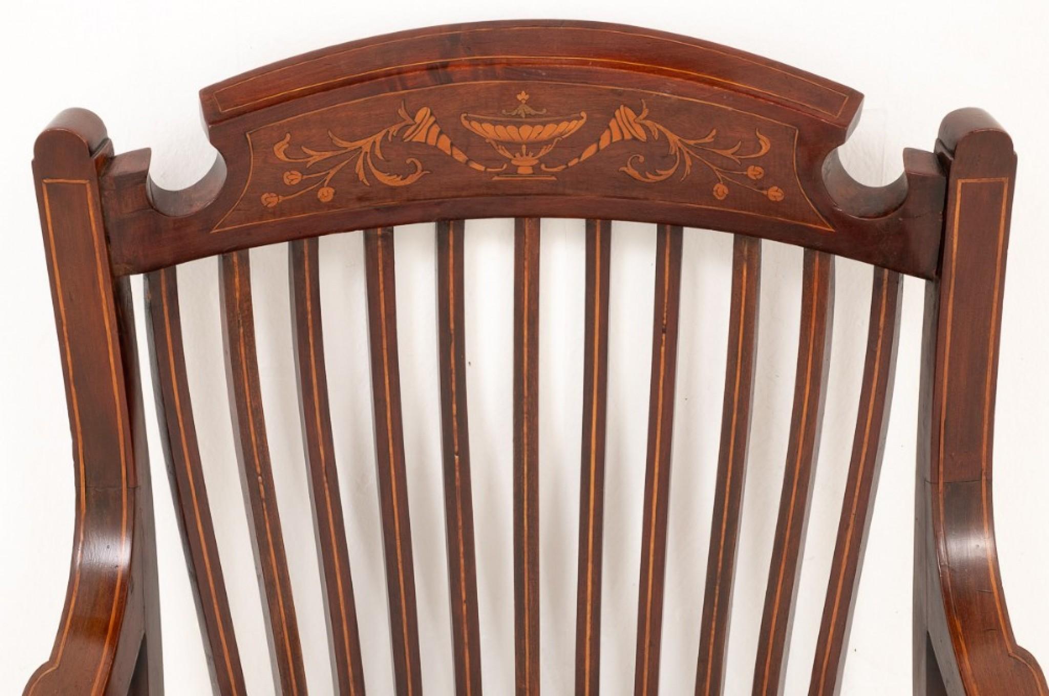 Late 19th Century Antique Sheraton Revival Arm Chair Elbow Chairs 1890 For Sale