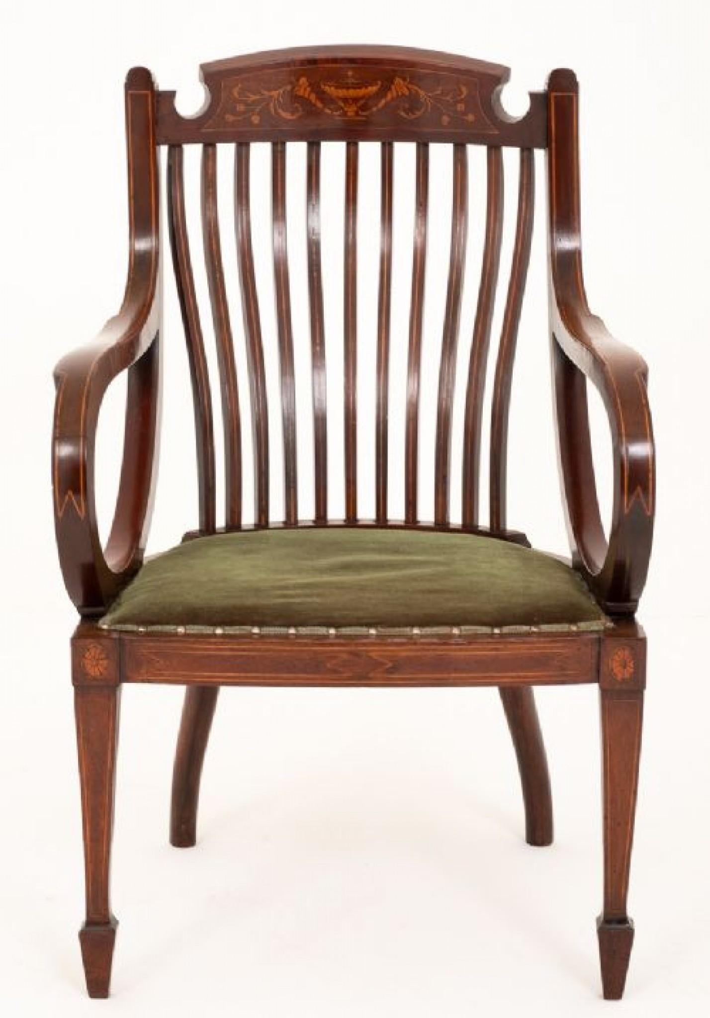 Wood Antique Sheraton Revival Arm Chair Elbow Chairs 1890 For Sale