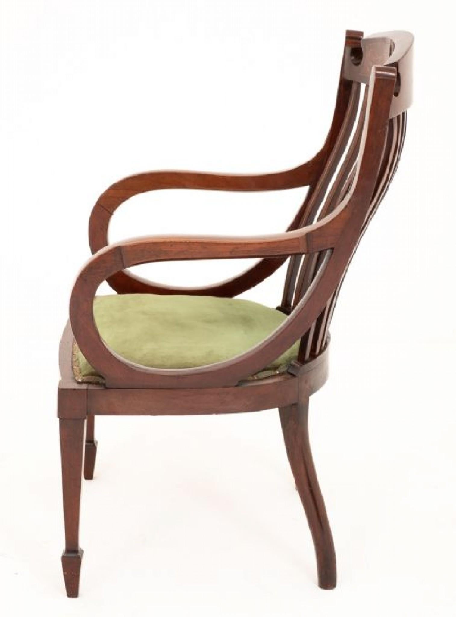 Antique Sheraton Revival Arm Chair Elbow Chairs 1890 For Sale 1
