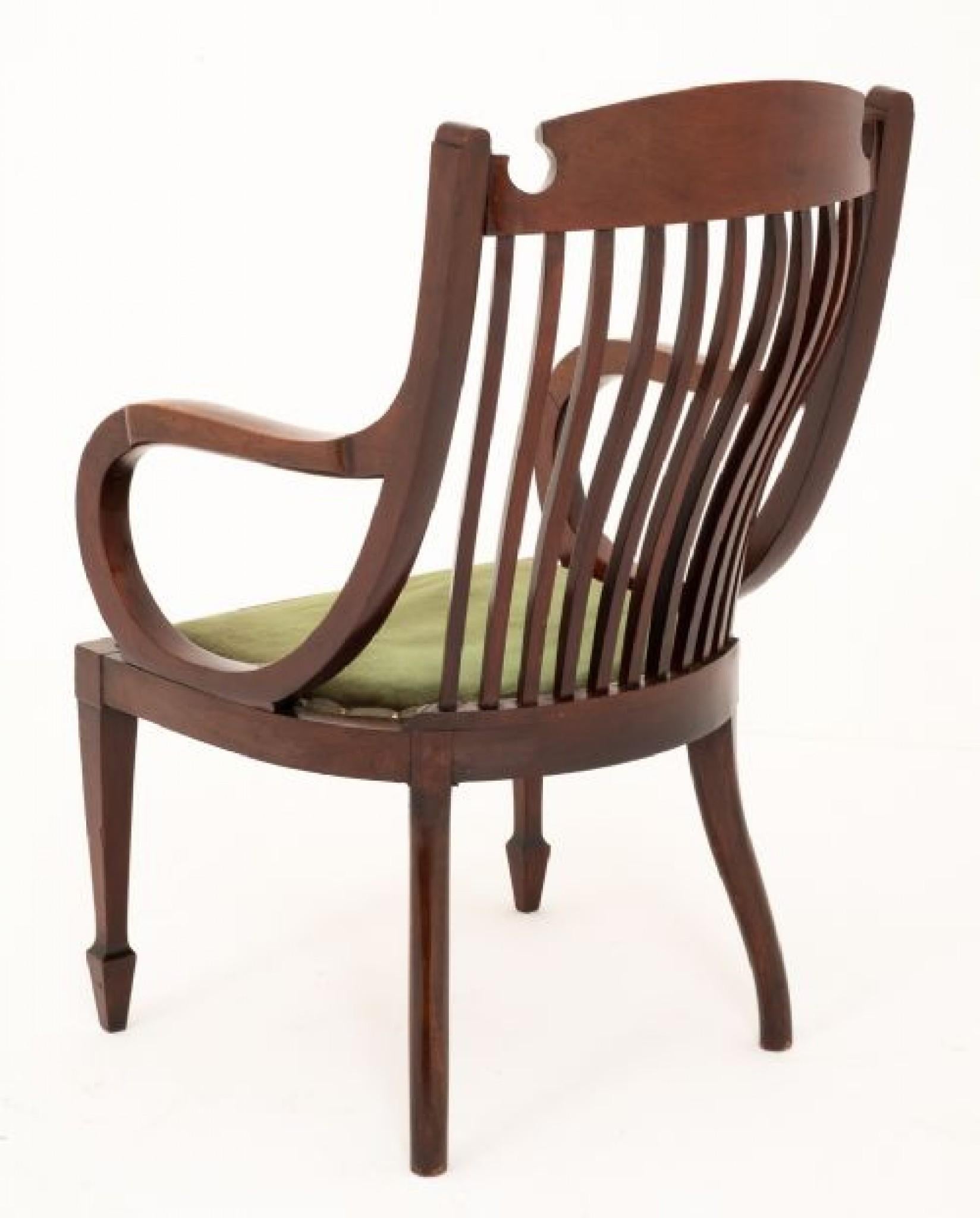 Antique Sheraton Revival Arm Chair Elbow Chairs 1890 For Sale 2