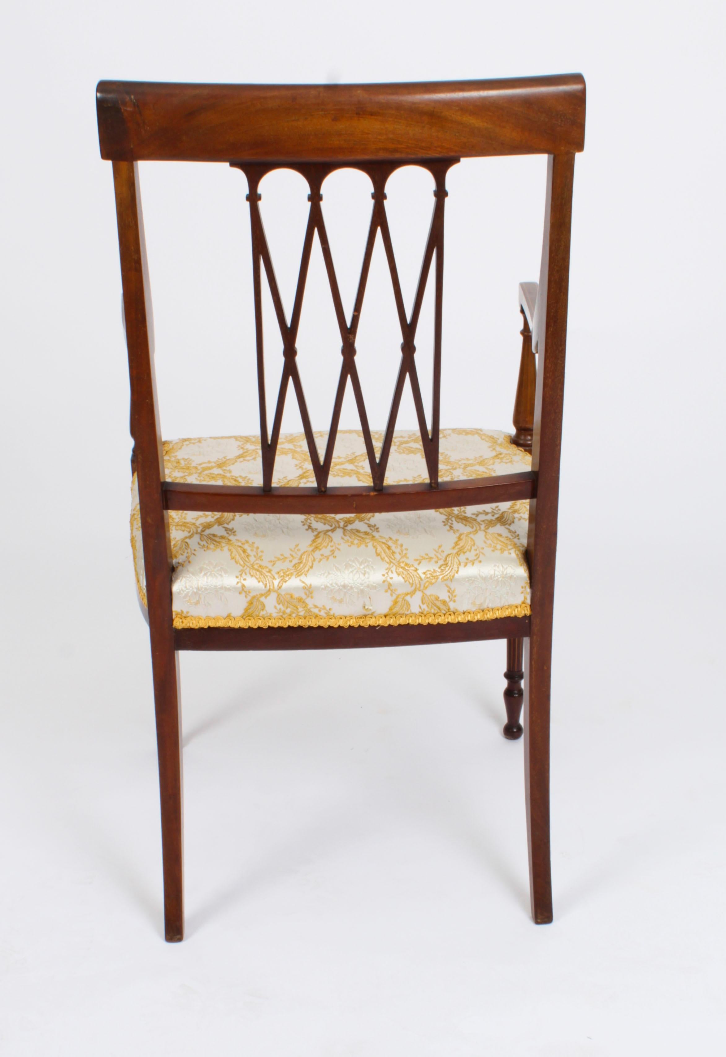 Antique Sheraton Revival Armchair by Maple & Co 19th Century For Sale 8