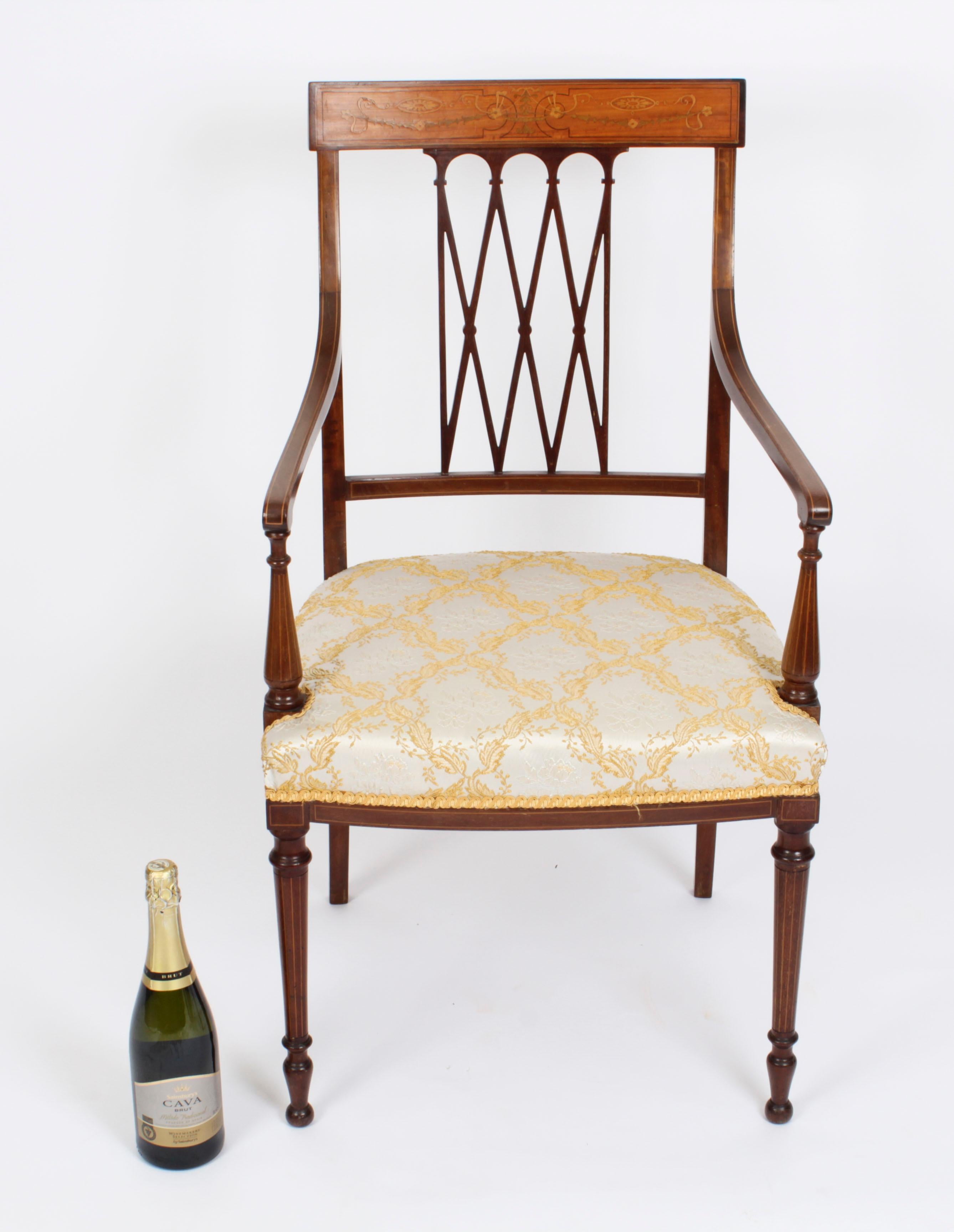 Antique Sheraton Revival Armchair by Maple & Co 19th Century For Sale 9