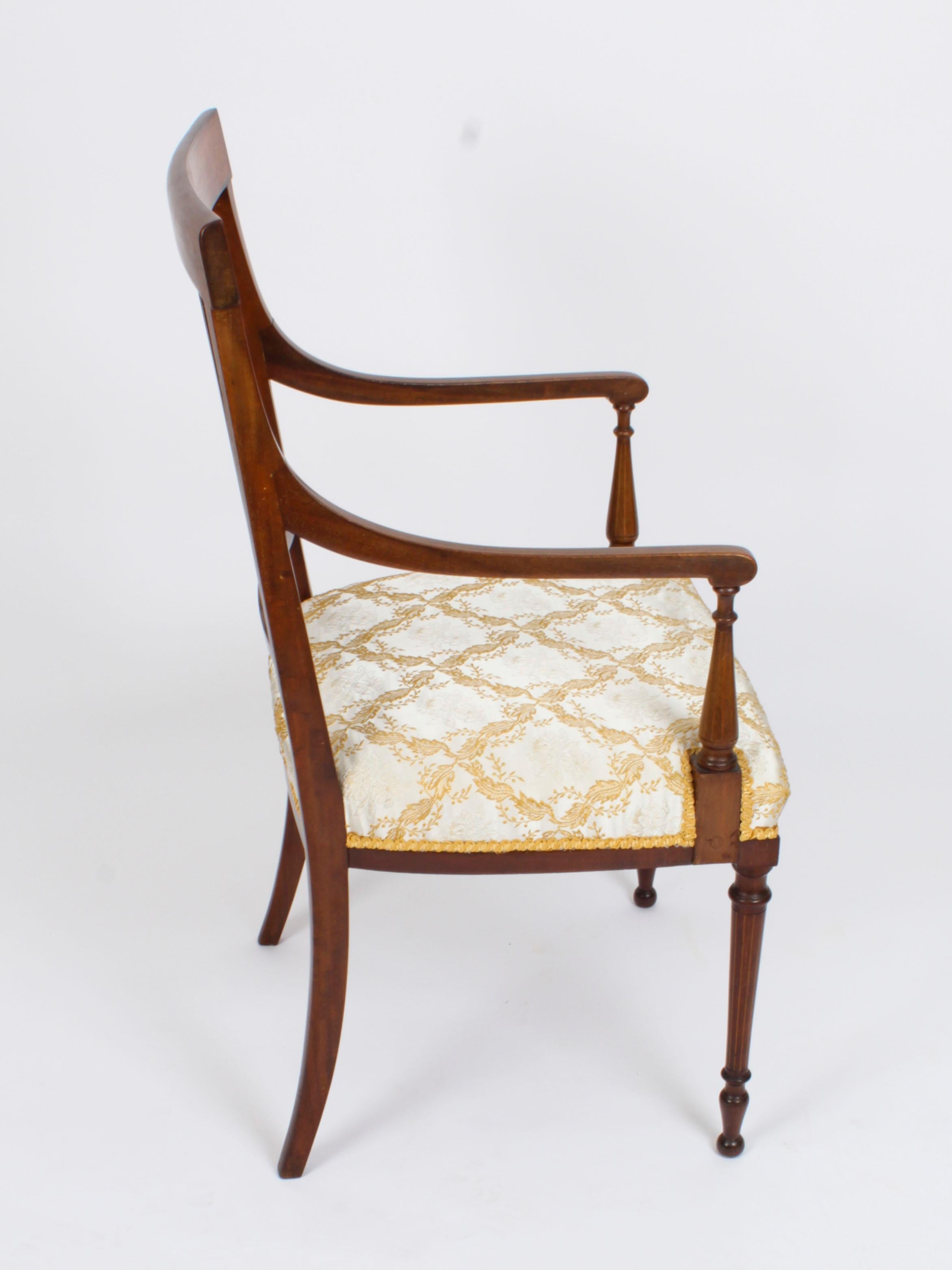 Antique Sheraton Revival Armchair by Maple & Co 19th Century For Sale 1