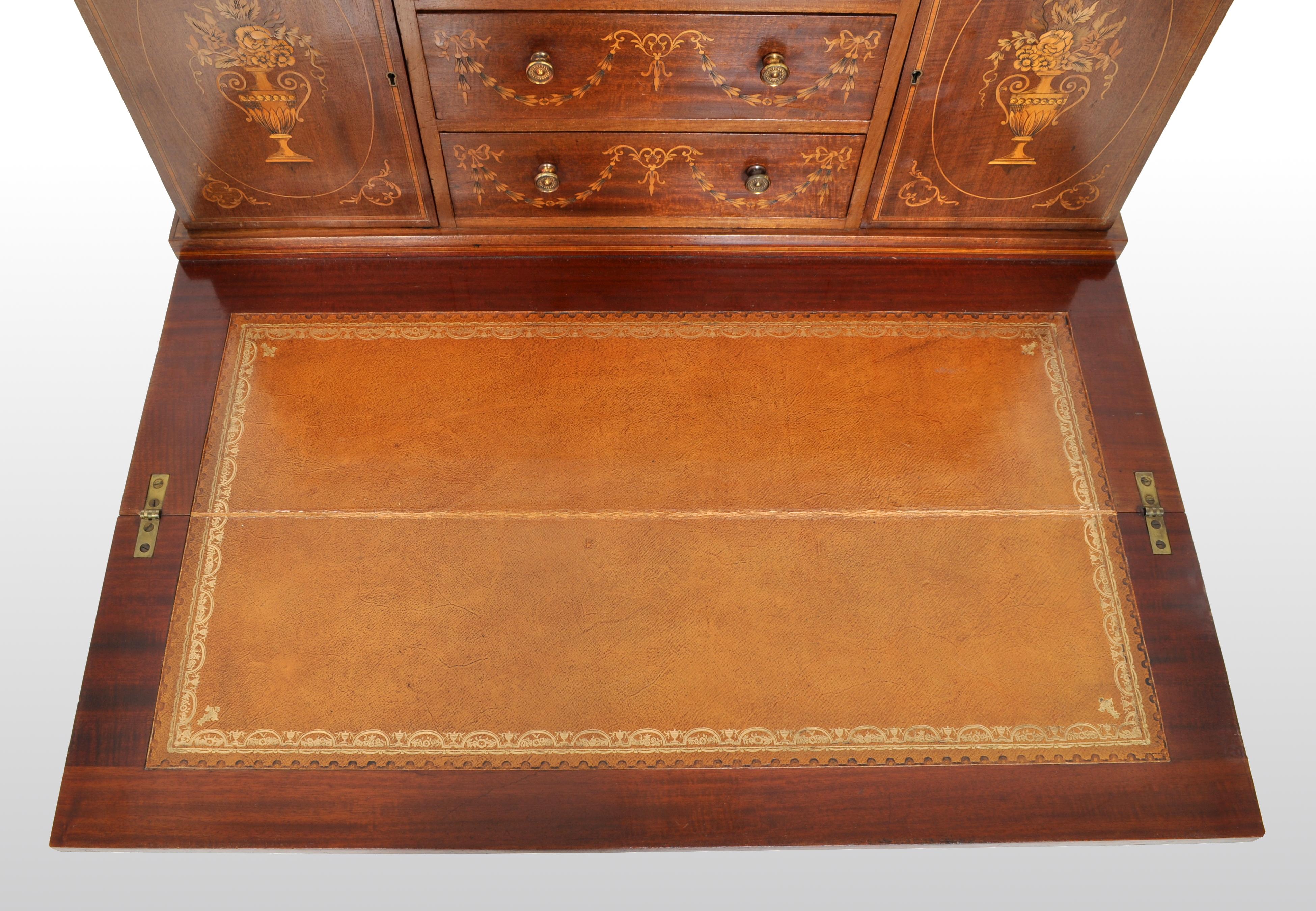 Antique Sheraton Revival Inlaid Mahogany Desk / Writing Table, circa 1895 7