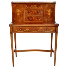 Antique Sheraton Revival Inlaid Mahogany Desk / Writing Table, circa 1895