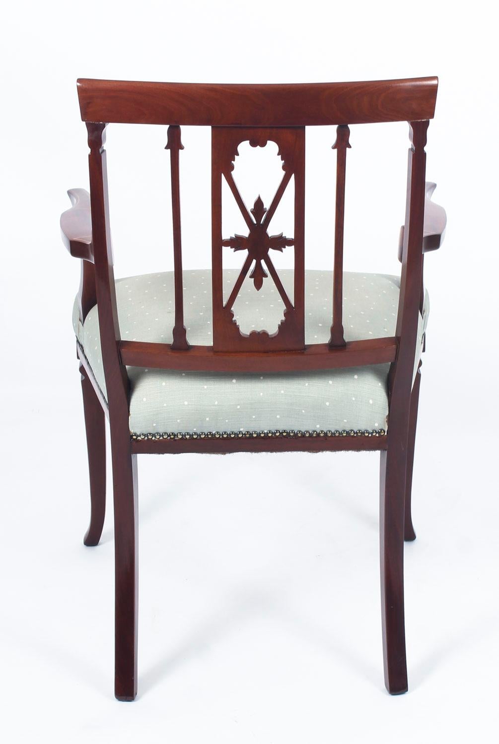 Antique Sheraton Revival Mahogany Inlaid Armchair, 19th Century 1