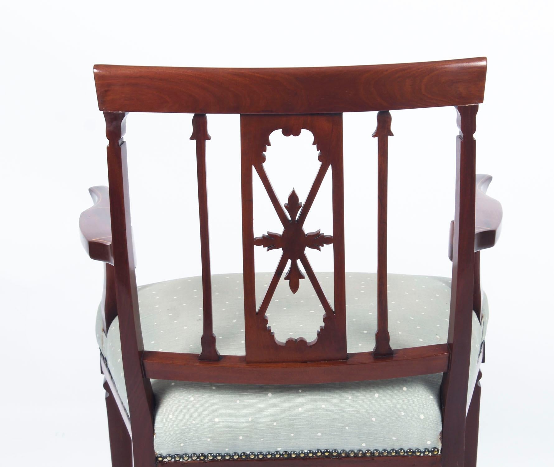 Antique Sheraton Revival Mahogany Inlaid Armchair, 19th Century 2