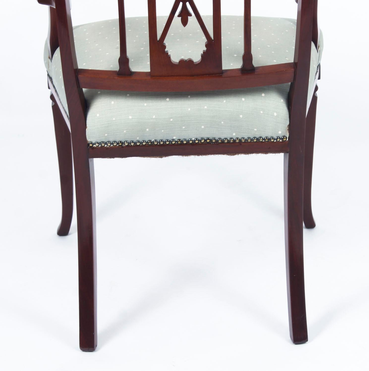 Antique Sheraton Revival Mahogany Inlaid Armchair, 19th Century 3