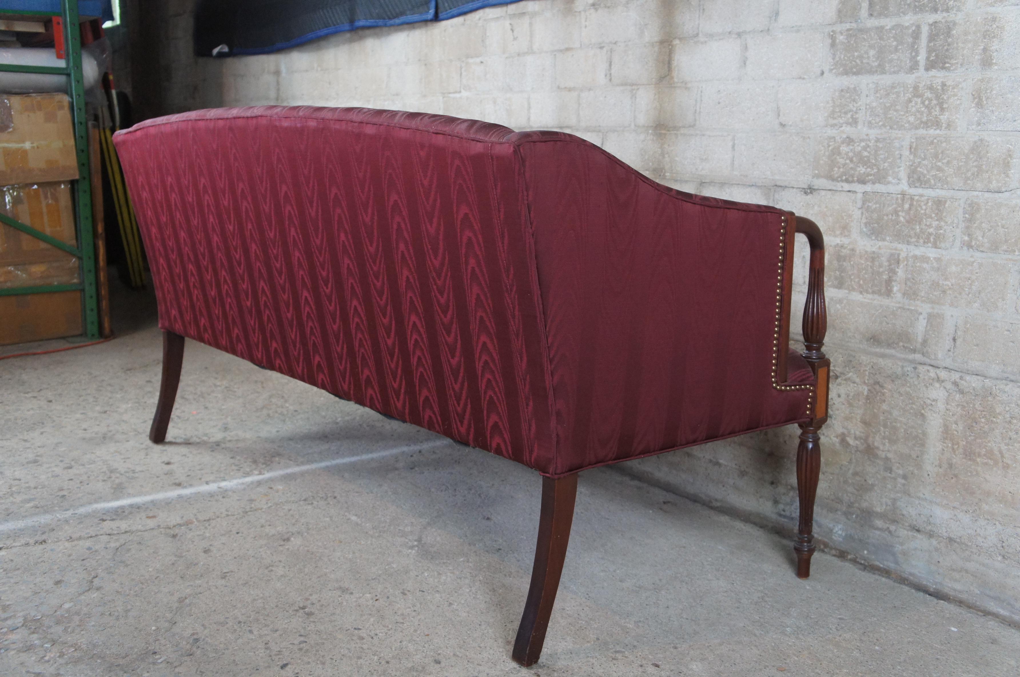 Antique Sheraton Revival Mahogany Parlor Settee Sofa Love Seat Bench Federal 2