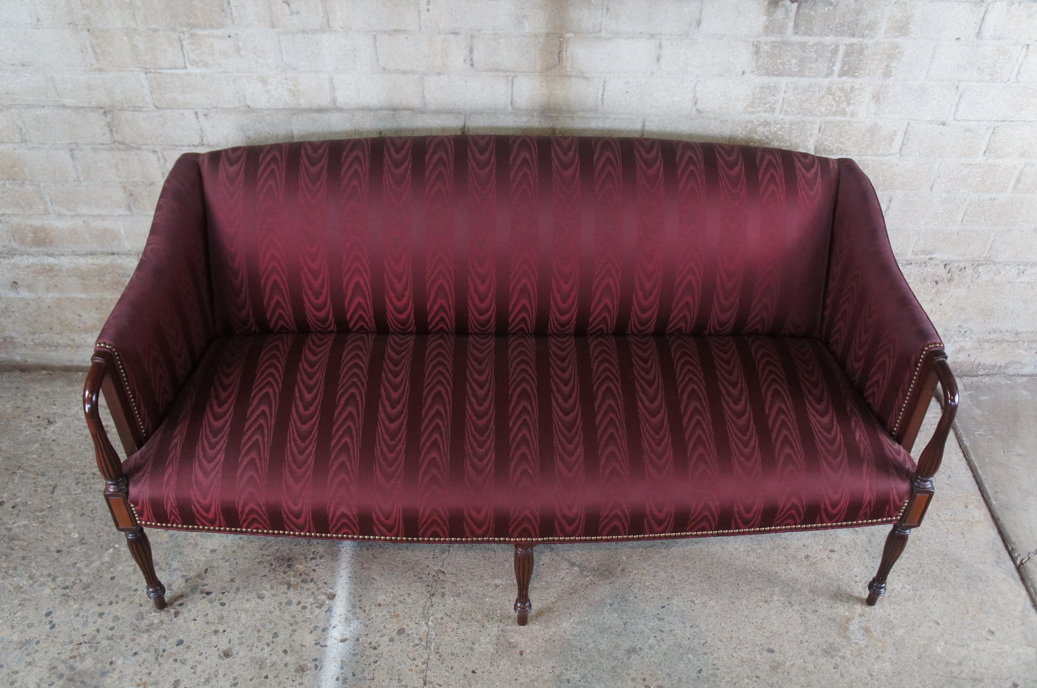 Antique Sheraton Revival Mahogany Parlor Settee Sofa Love Seat Bench Federal In Good Condition In Dayton, OH