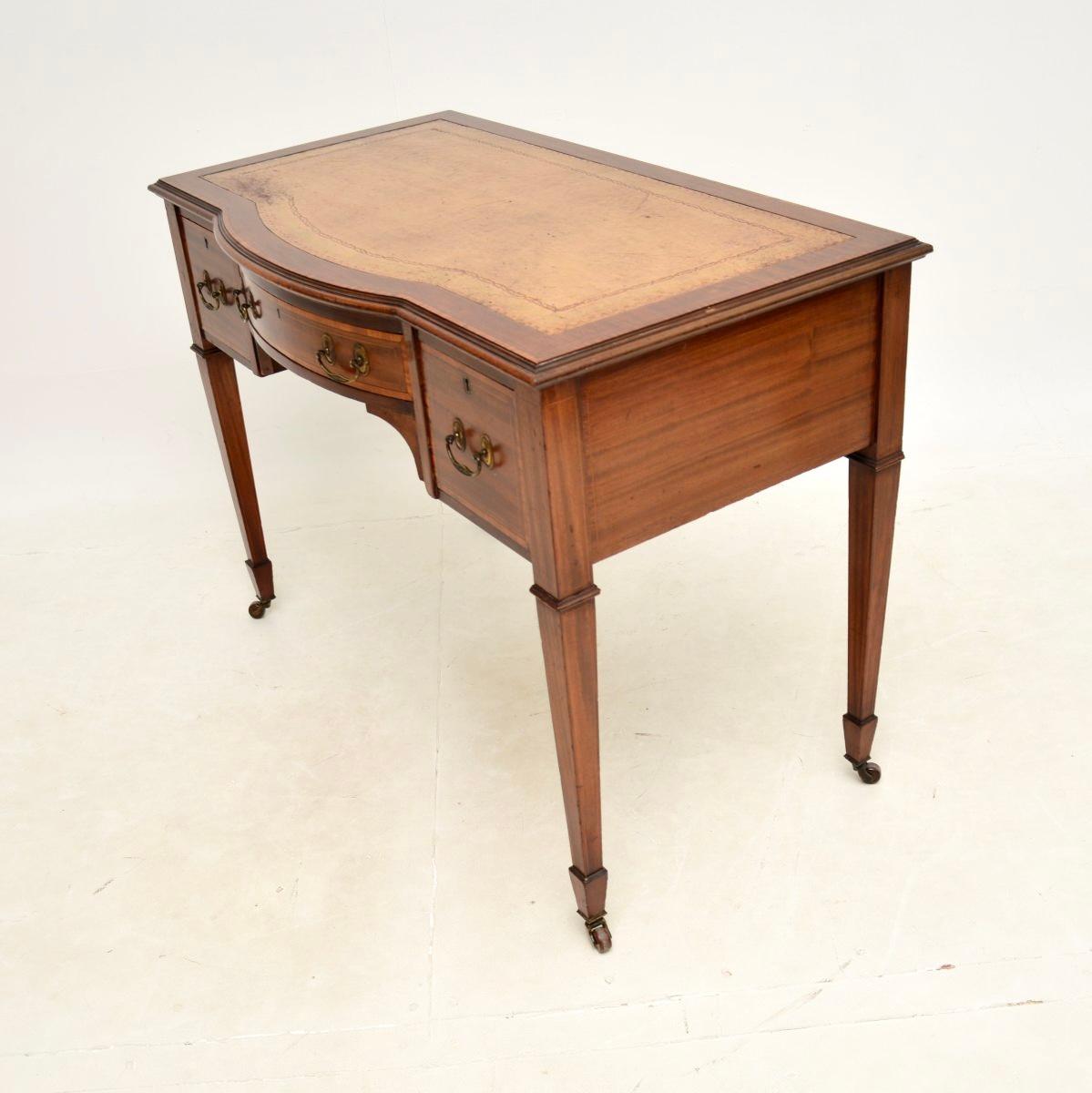 British Antique Sheraton Revival Satinwood Desk For Sale