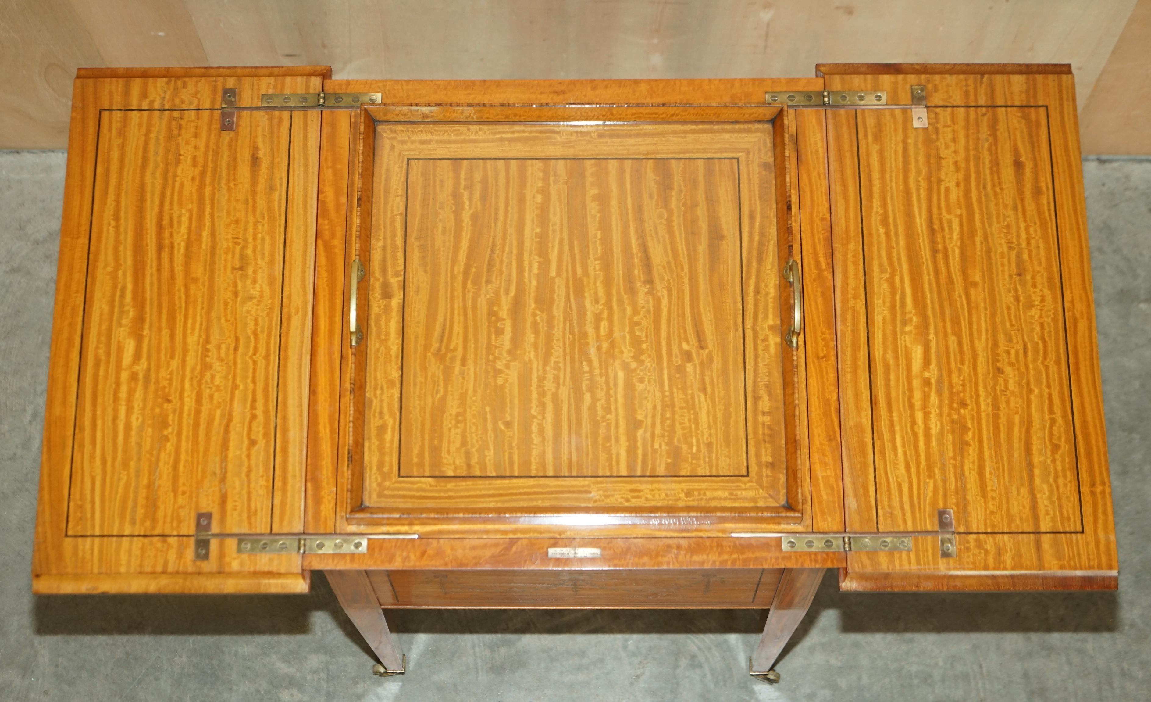 Antique Sheraton Revival Victorian Restored Maple & Co Elevette Drinks Table For Sale 5