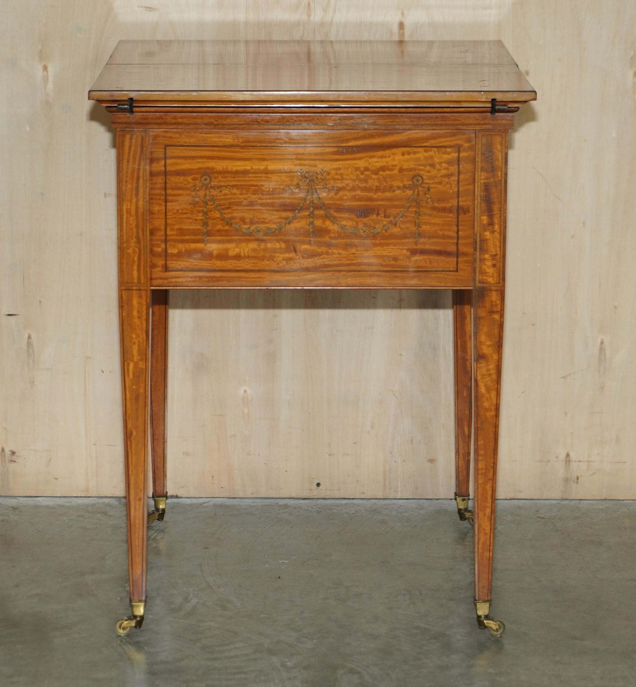 Antique Sheraton Revival Victorian Restored Maple & Co Elevette Drinks Table For Sale 1