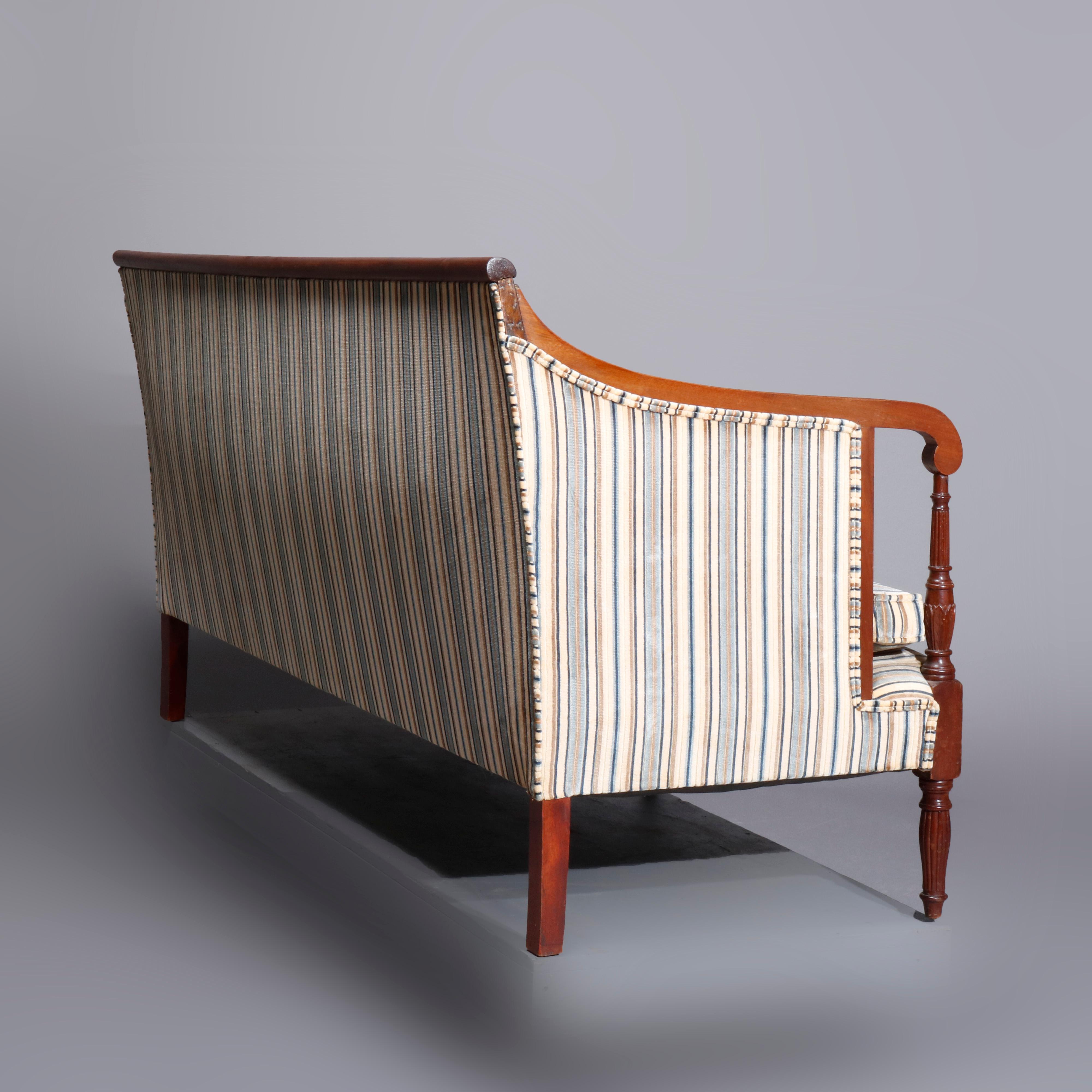 Antique Sheraton Satinwood Inlaid Mahogany Sofa, C1820 In Good Condition In Big Flats, NY