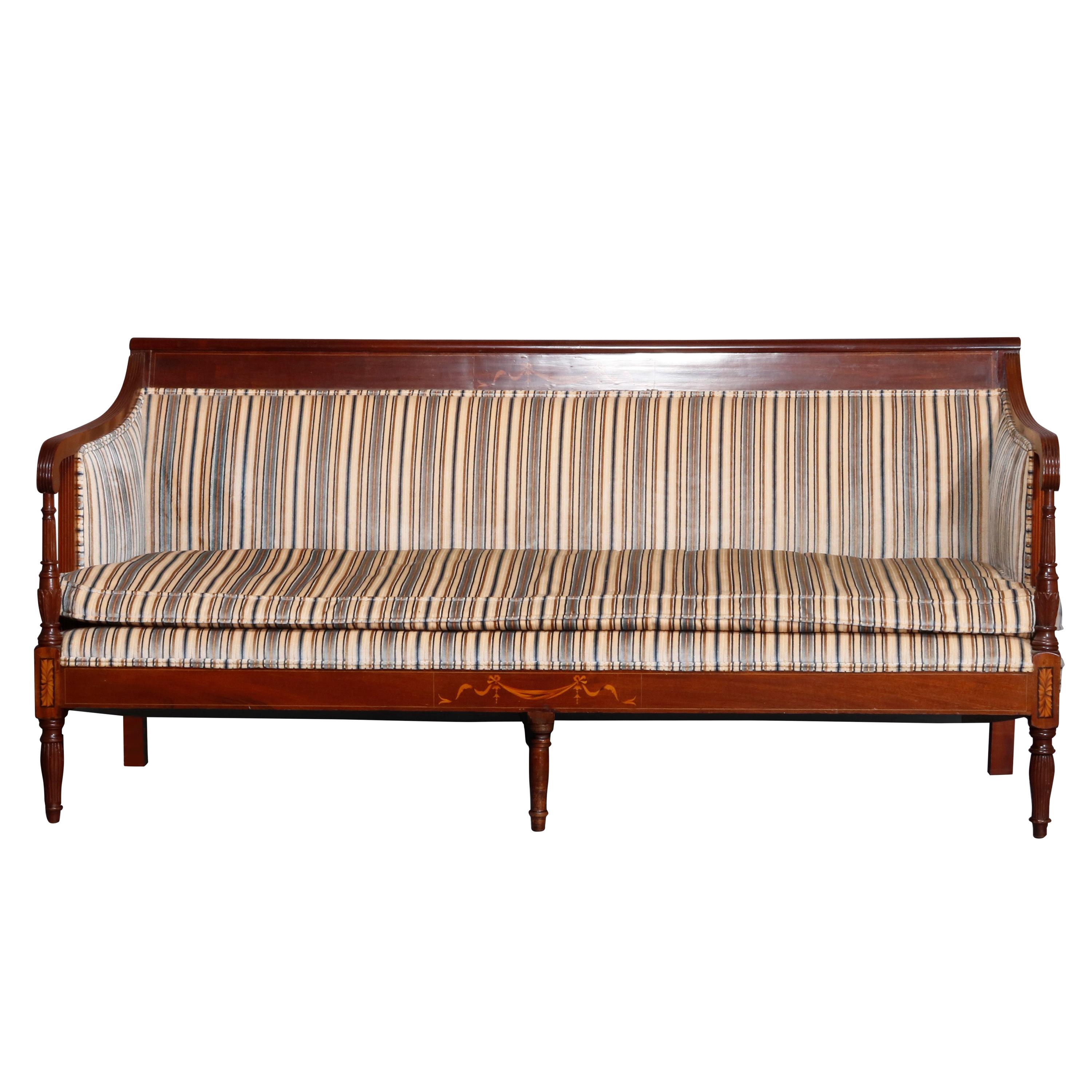 Antique Sheraton Satinwood Inlaid Mahogany Sofa, C1820