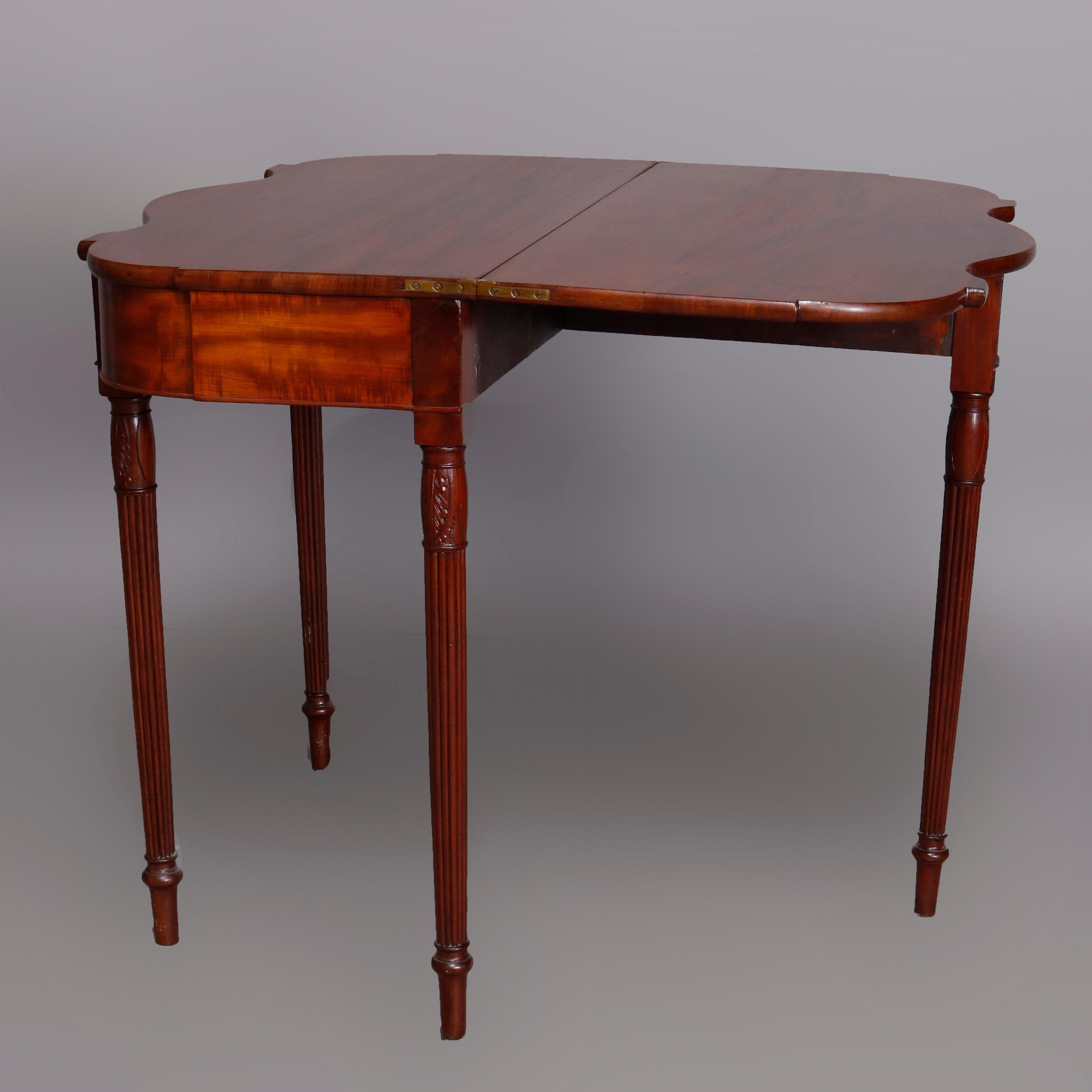 Antique Sheraton Serpentine Flame Mahogany Game Table, circa 1810 2