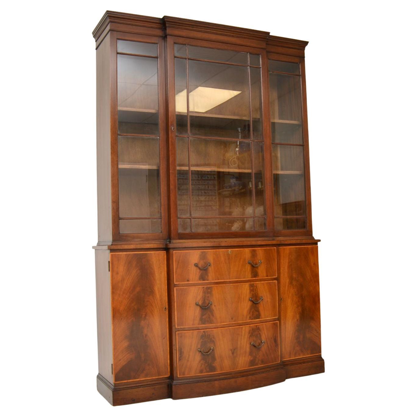 Antique Mahogany Breakfront Bookcase For Sale at 1stDibs antique