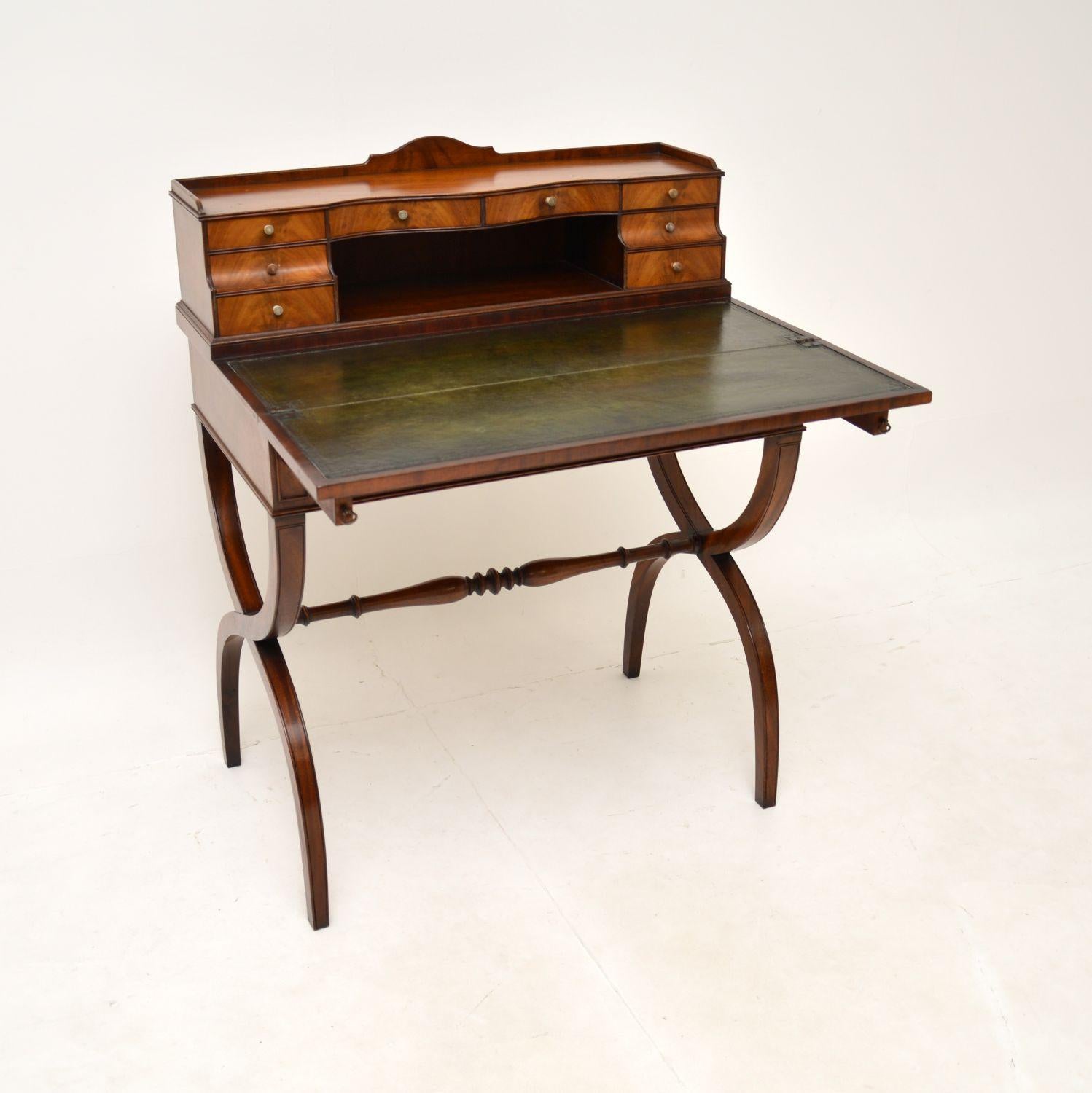 Leather Antique Sheraton Style Escritoire Desk