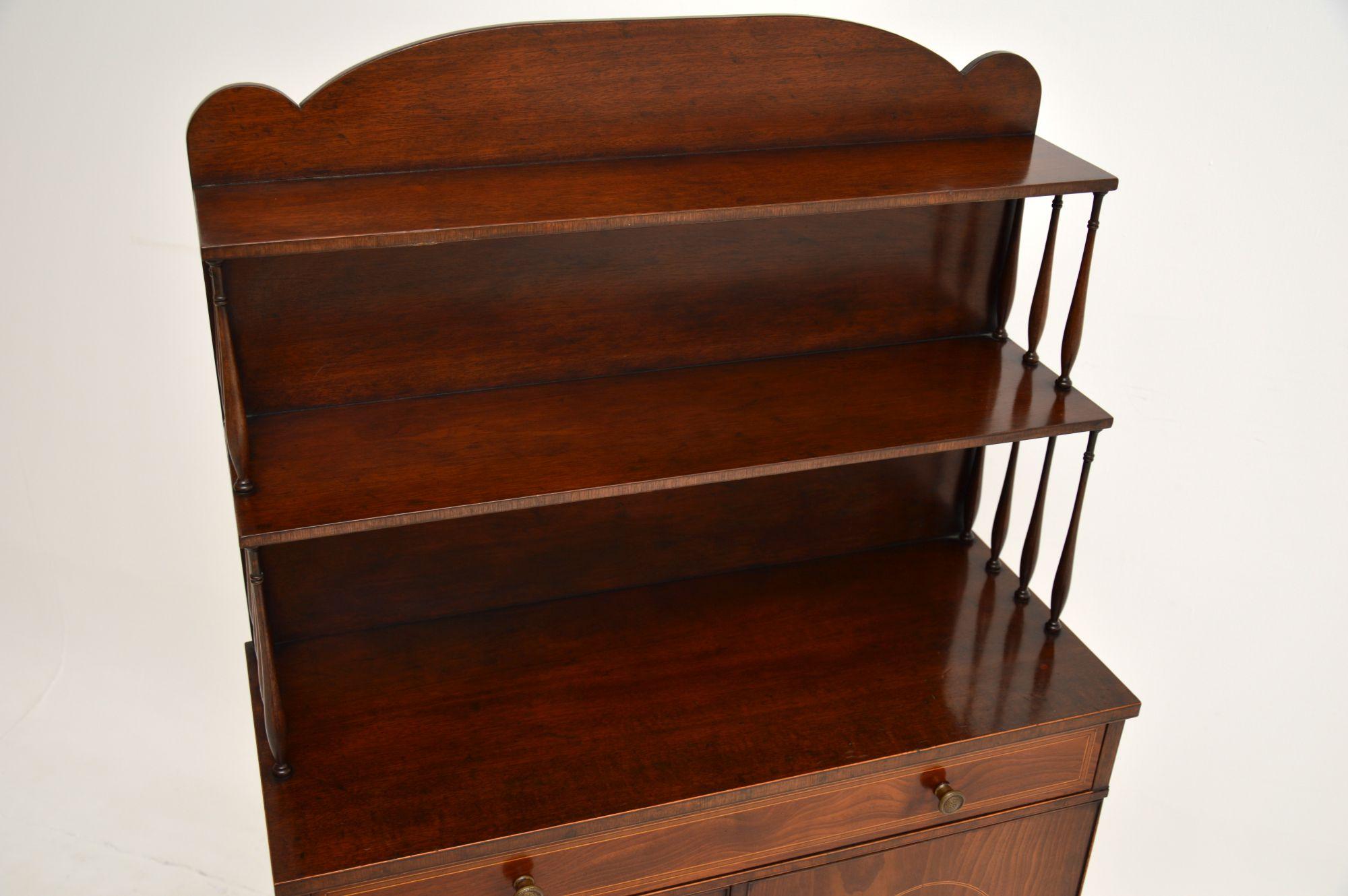 Wood Antique Sheraton Style Inlaid Bookcase / Cabinet