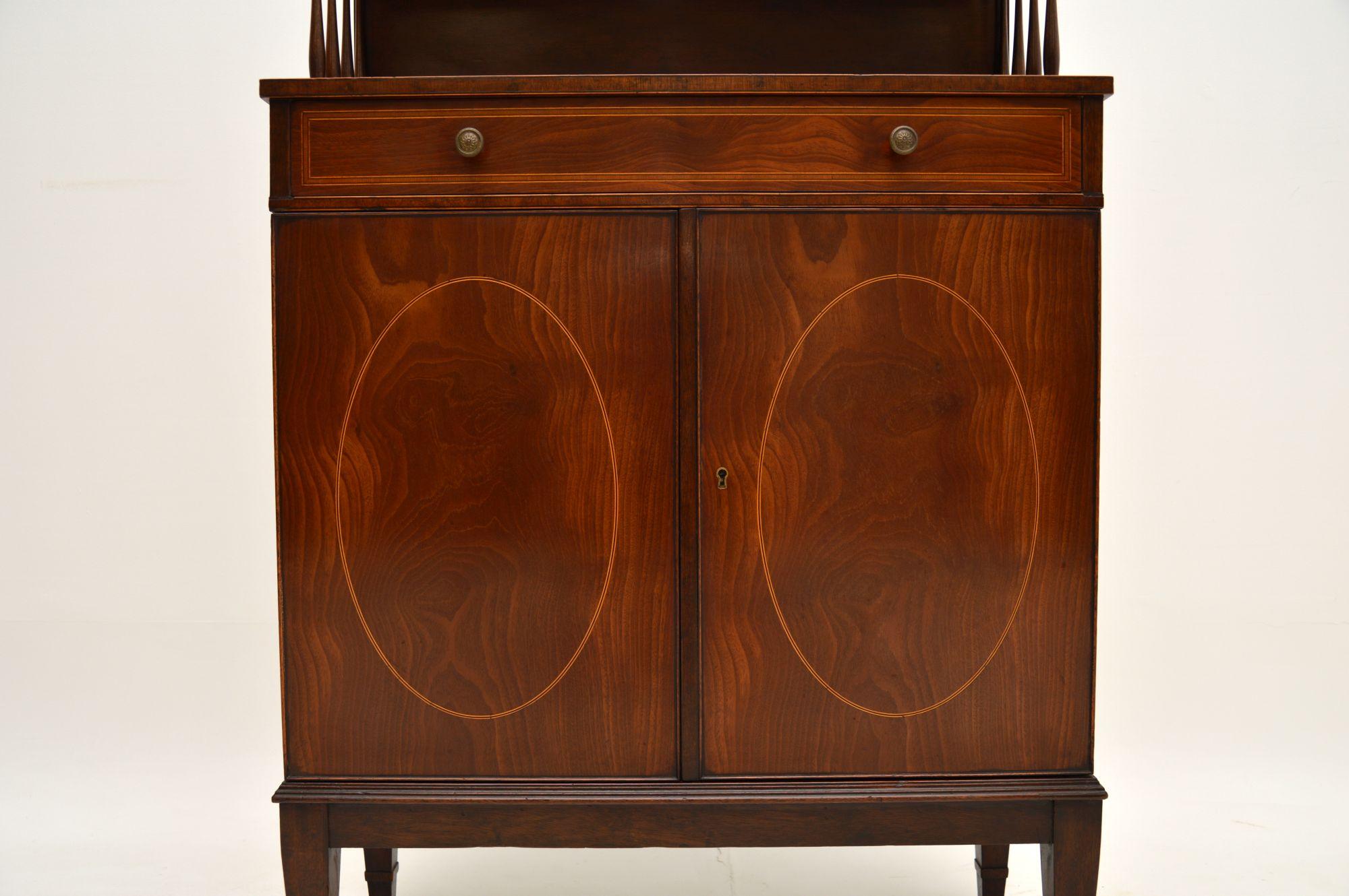 Antique Sheraton Style Inlaid Bookcase / Cabinet 1