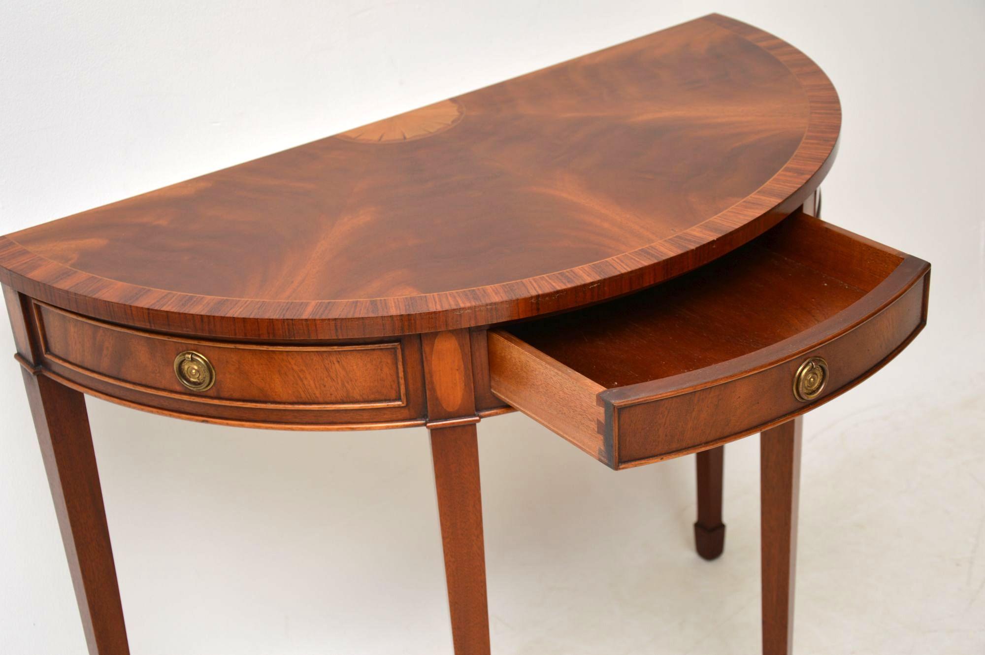 English Antique Sheraton Style Inlaid Mahogany Console Table