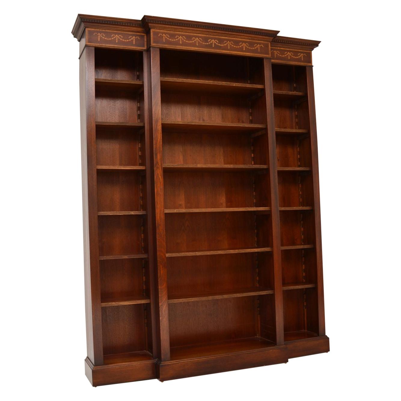 Antique Sheraton Style Inlaid Mahogany Open Bookcase