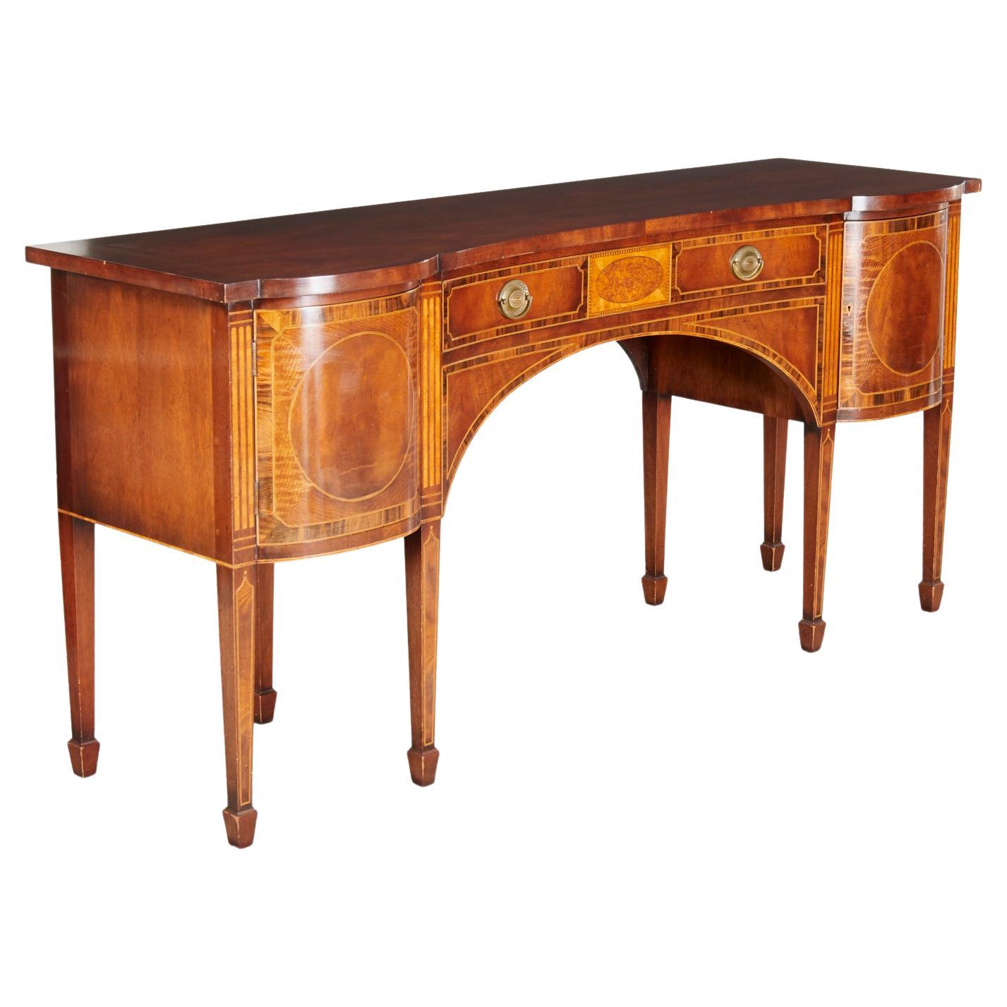 Antique buffet en acajou incrusté de style Sheraton, rangement pour couverts garni de feutre