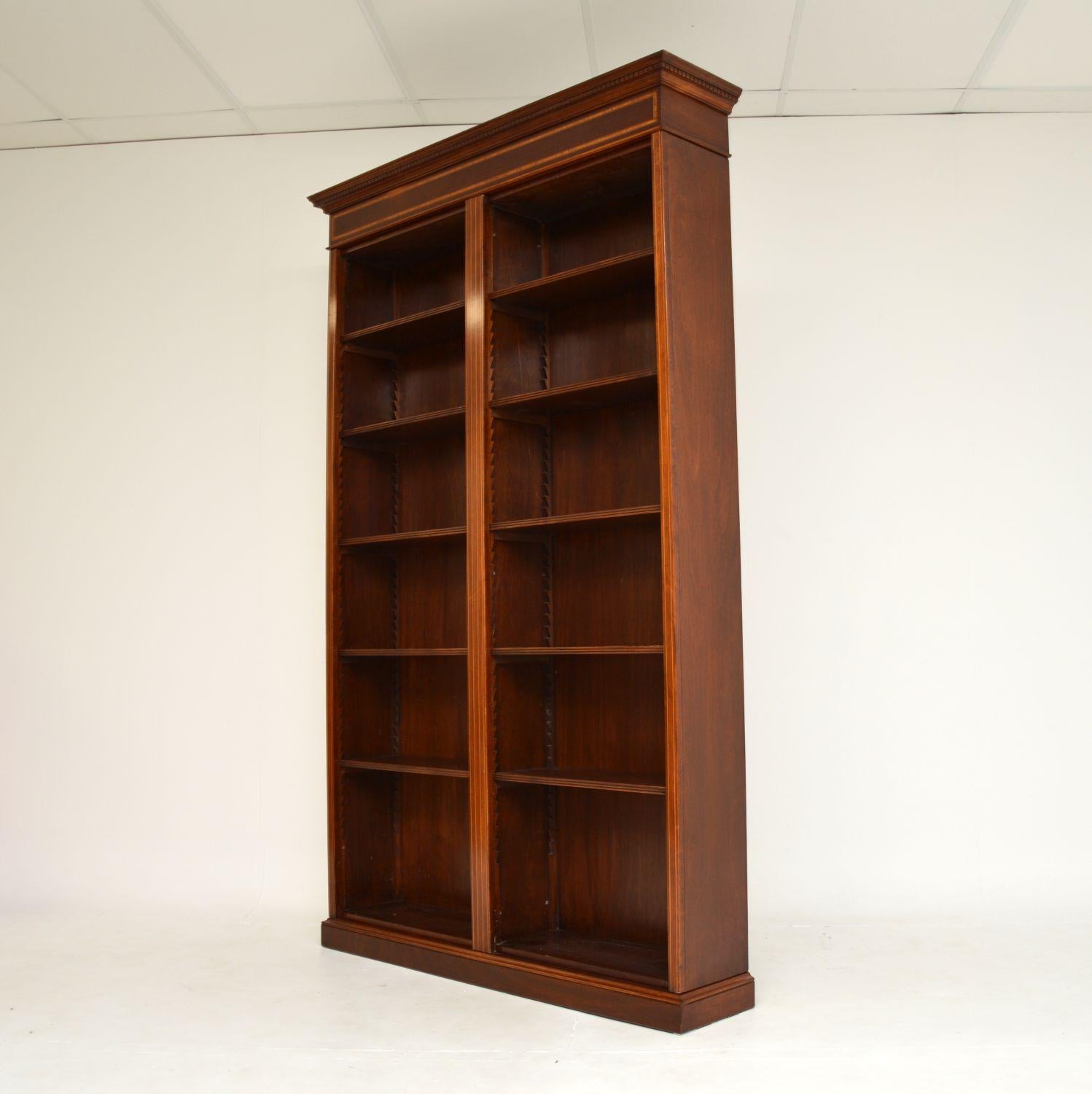 Mid-20th Century Antique Sheraton Style Inlaid Open Bookcase For Sale