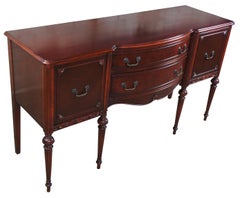 Antique Sheraton Style Mahogany Bowfront Sideboard Buffet Server