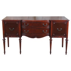 Antique Sheraton Style Mahogany Bowfront Sideboard Buffet Server