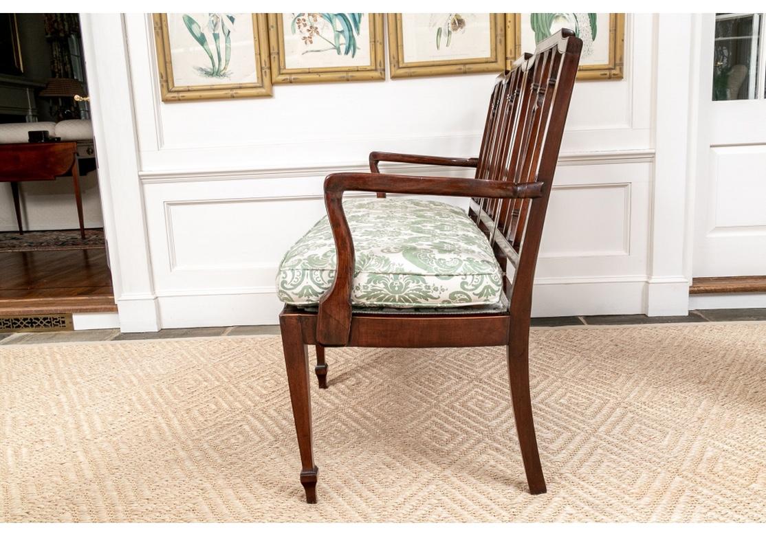 Antique Sheraton Style Mahogany Settee with Brunschwig & Fils Fabric 5