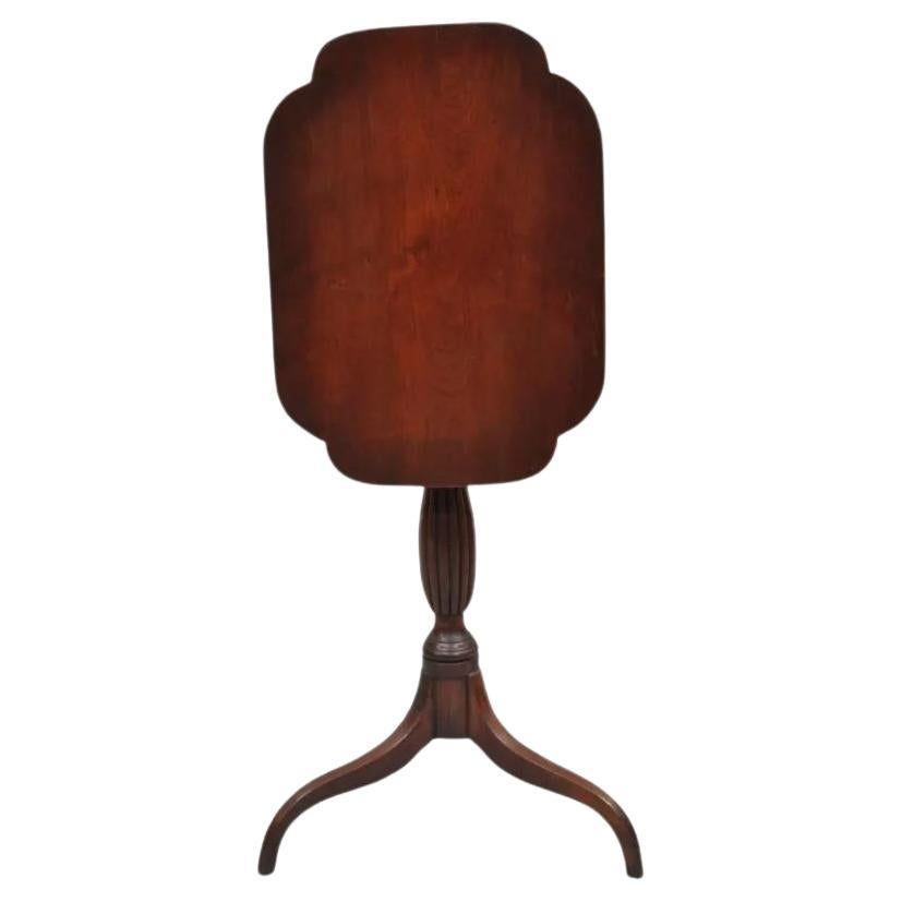 Antique Sheraton Style Mahogany Tilt Top Tea Table Candle Stand For Sale