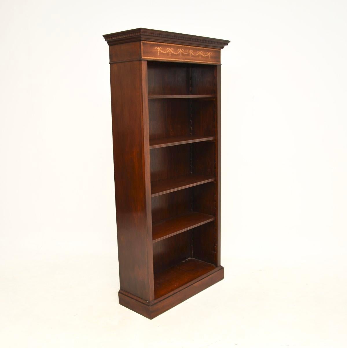 British Antique Sheraton Style Open Bookcase For Sale