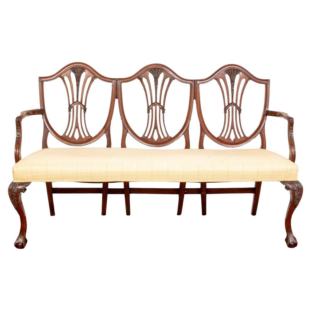 Antique Sheraton Style Three-Seat Settee For Sale