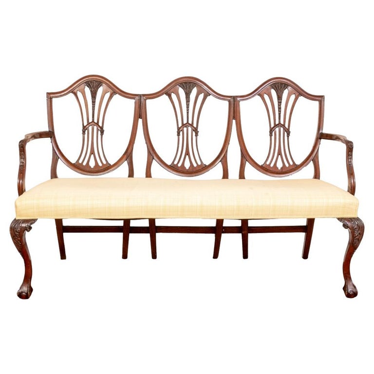 Antique Sheraton Style ThreeSeat Settee For Sale at 1stDibs