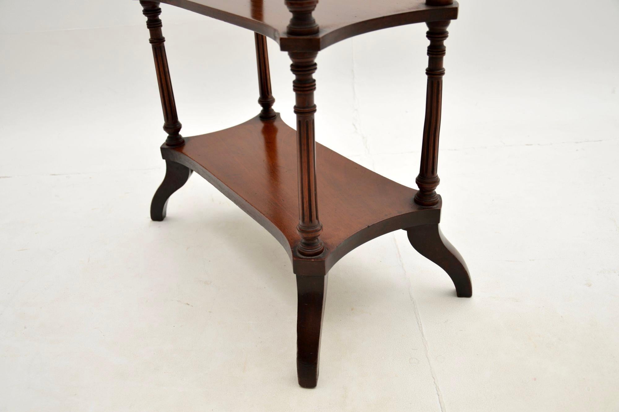 Antique Sheraton Style Three Tier Side Table For Sale 3