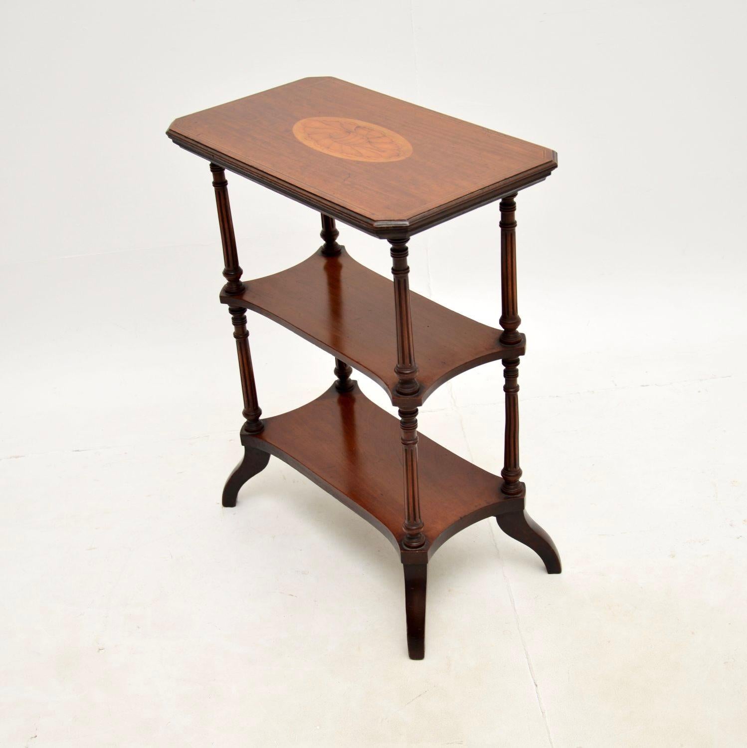 Inlay Antique Sheraton Style Three Tier Side Table For Sale