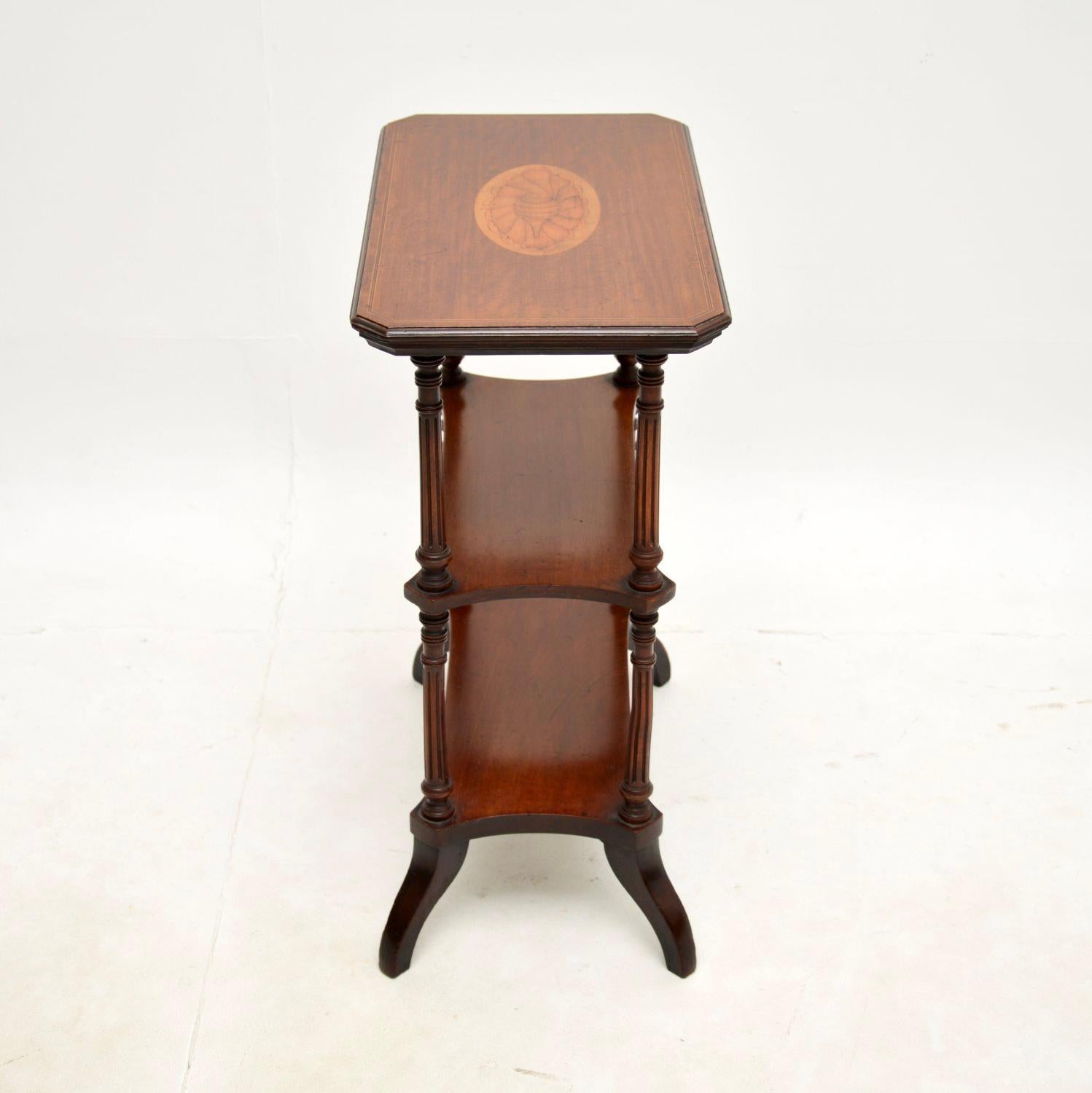 Inlay Antique Sheraton Style Three Tier Side Table For Sale