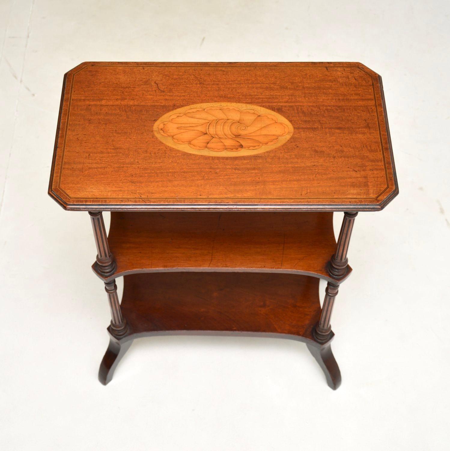 Late 19th Century Antique Sheraton Style Three Tier Side Table For Sale