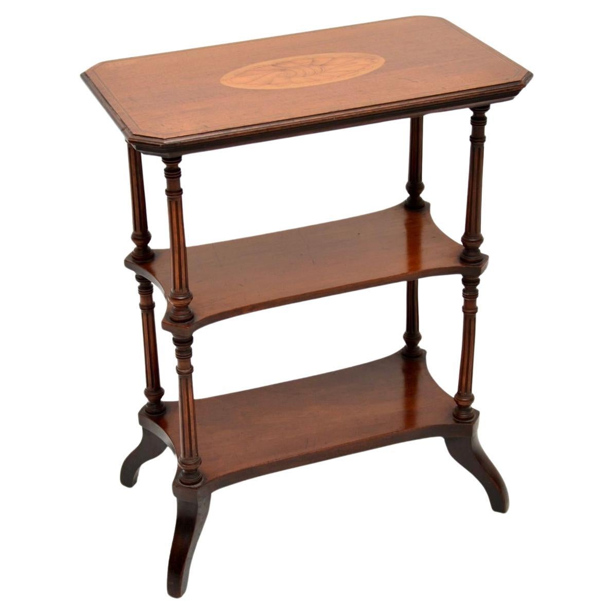 Antique Sheraton Style Three Tier Side Table For Sale