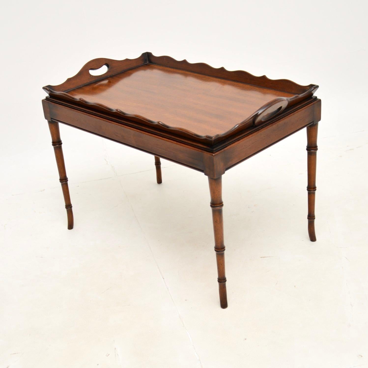 British Antique Sheraton Style Tray Top Coffee Table For Sale