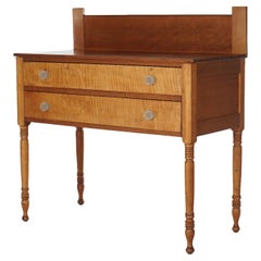 Antique Sheraton Tall Cherry Server with Tiger Maple Drawers C1830