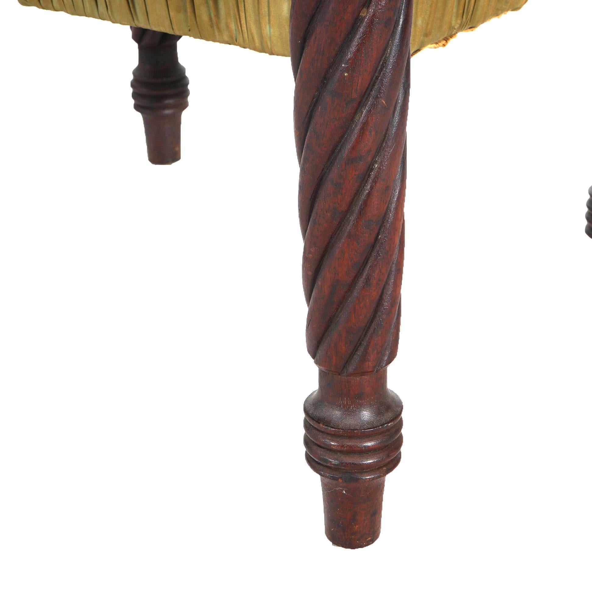 Antiquité - Sheridan Flame Mahogany Two-Drawer Drop-Leaf Sewing Stand & Basket C1830 en vente 4