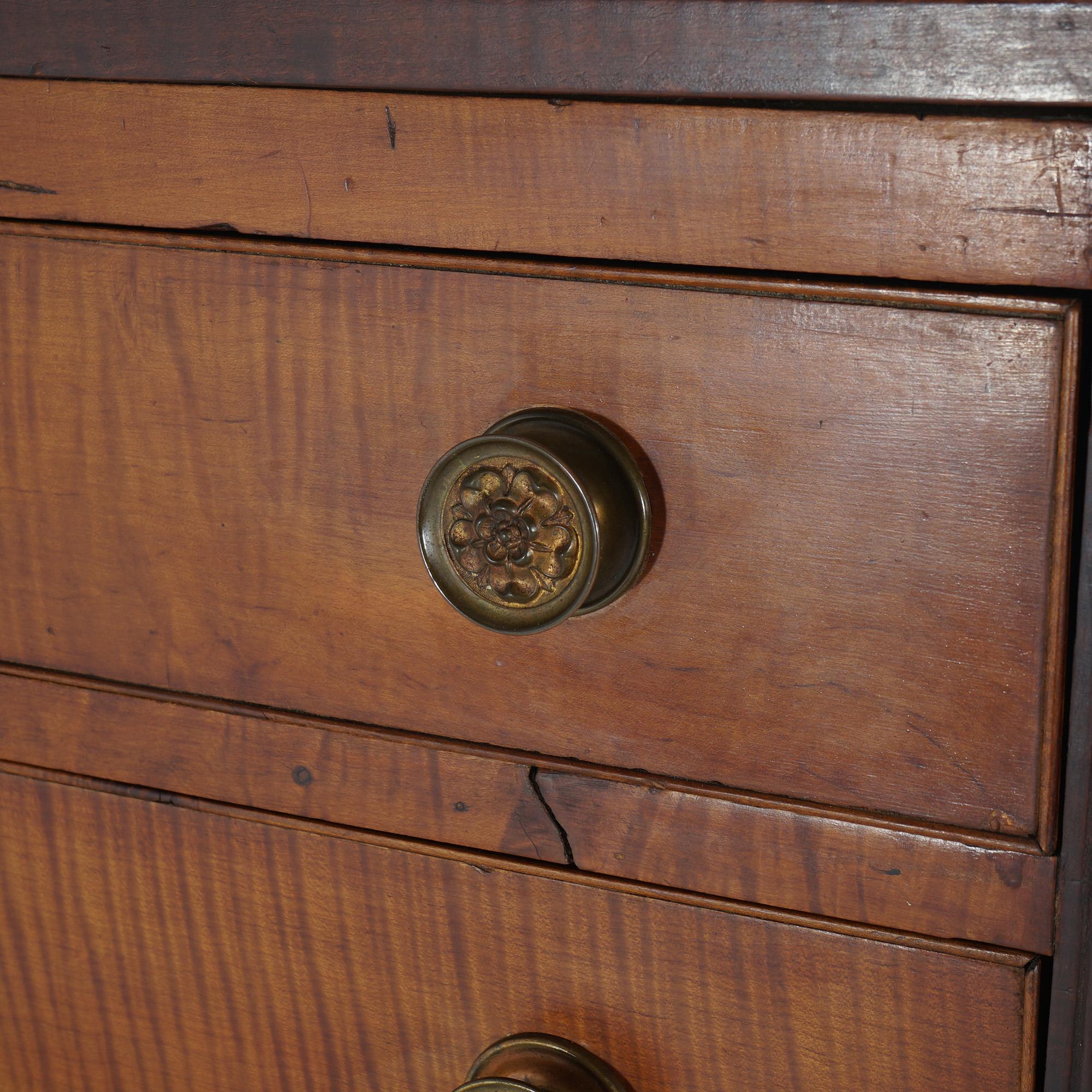 Antique Sheridan Tiger Maple Chest with Four Graduated Drawers C1870 4