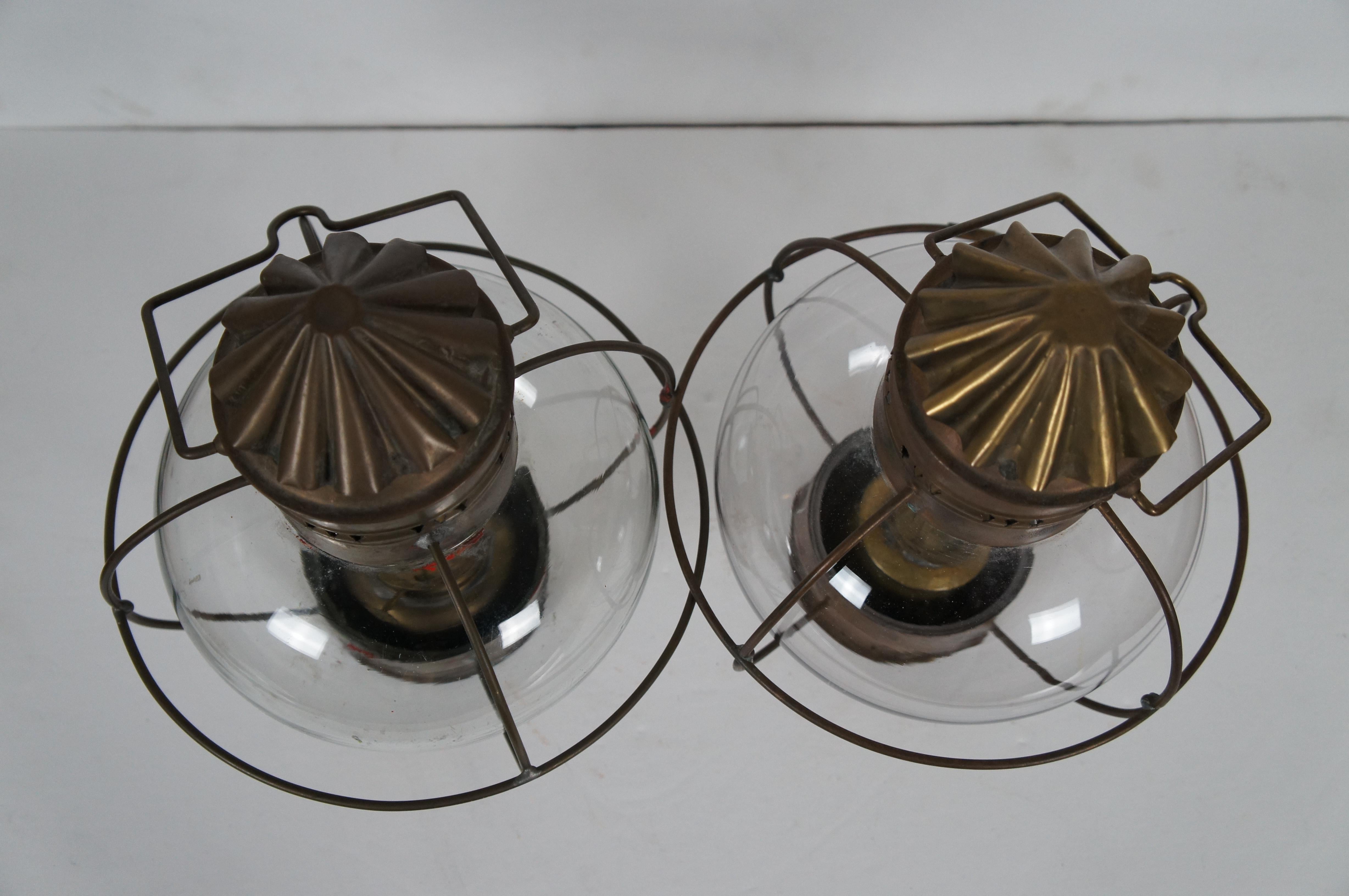 British Colonial Antique Sherwood & Wedge British Nautical Maritime Brass Onion Ship Oil Lanterns For Sale