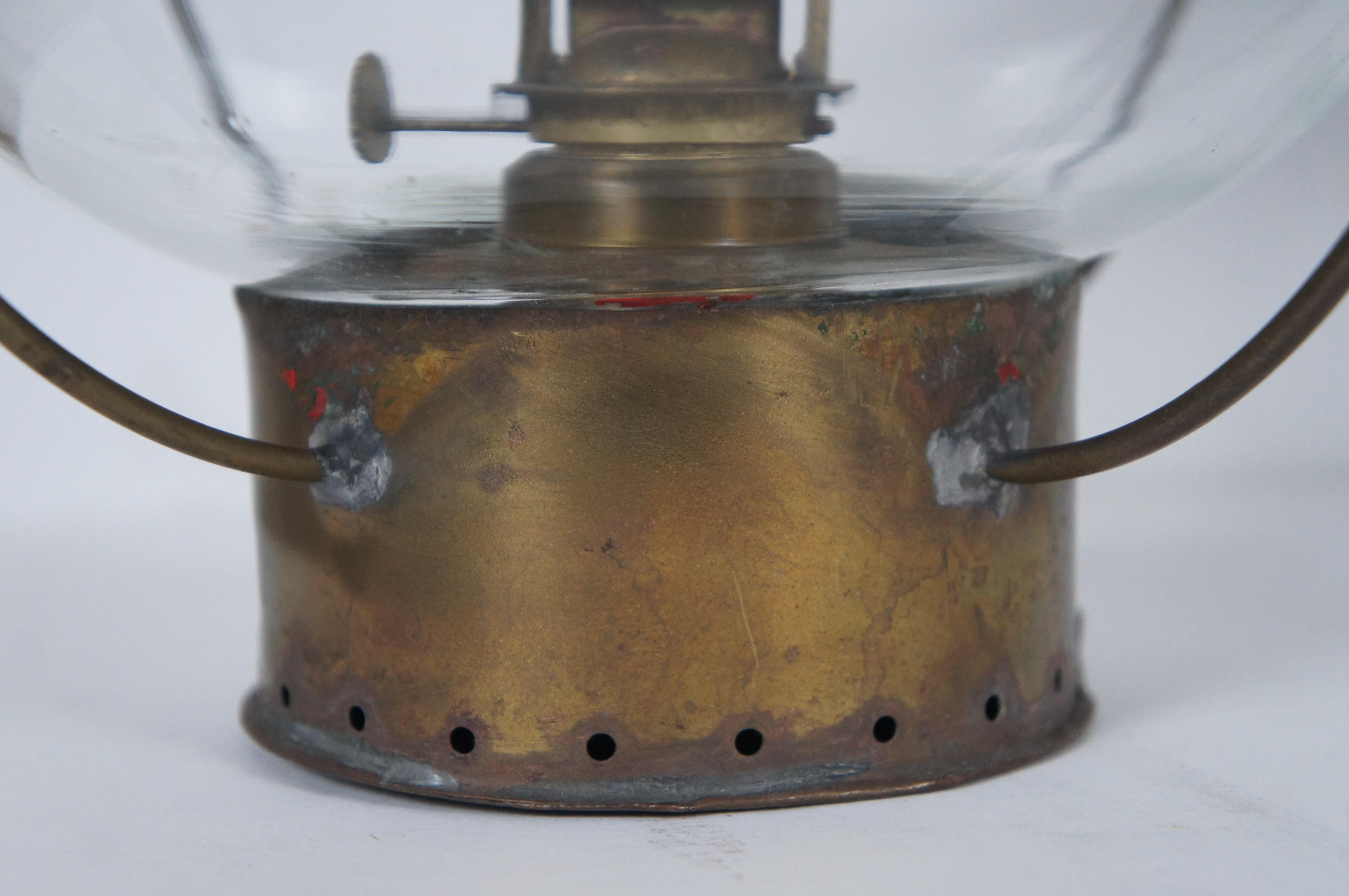 19th Century Antique Sherwood & Wedge British Nautical Maritime Brass Onion Ship Oil Lanterns For Sale
