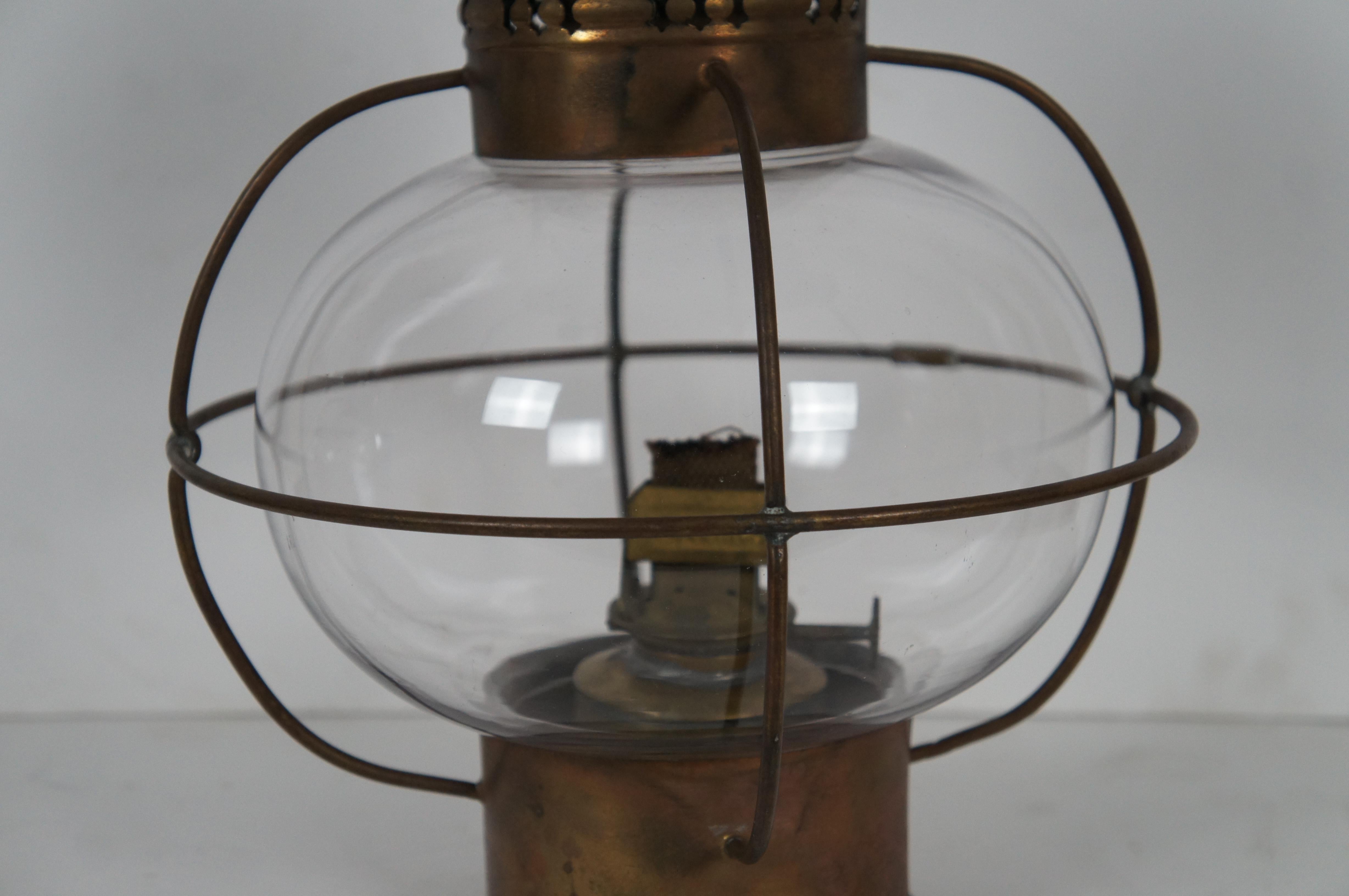 Antique Sherwood & Wedge British Nautical Maritime Brass Onion Ship Oil Lanterns For Sale 1